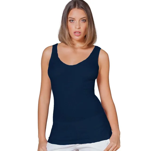 EGI canotta cotone plissè spalla larga denim taglia M