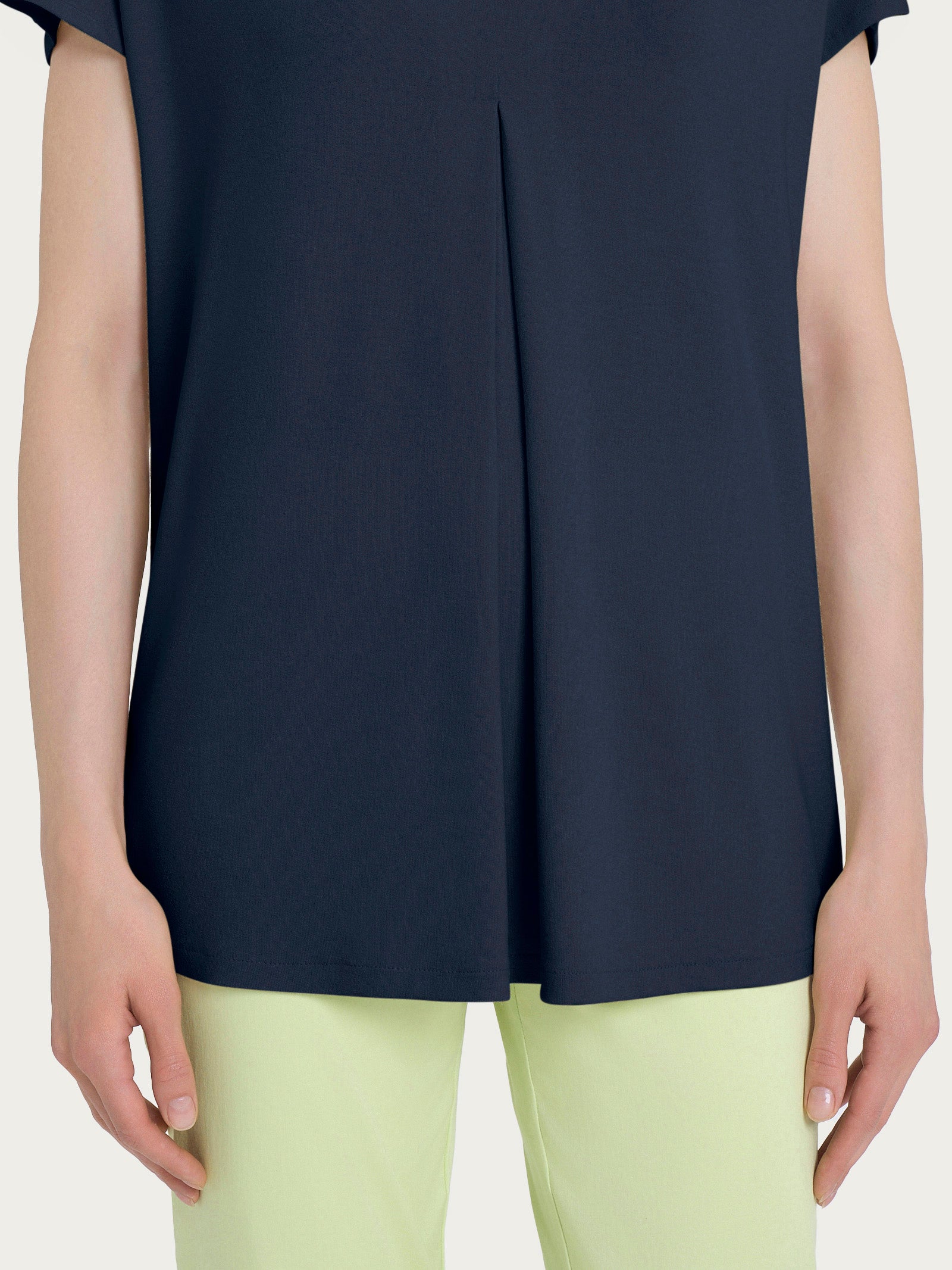 Ragno Viscosa Summer maglietta piega frontale kimono bleu