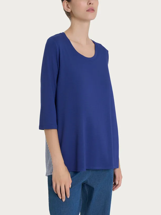 Ragno Viscosa Summer maglia donna 3/4 blu viscosa righe