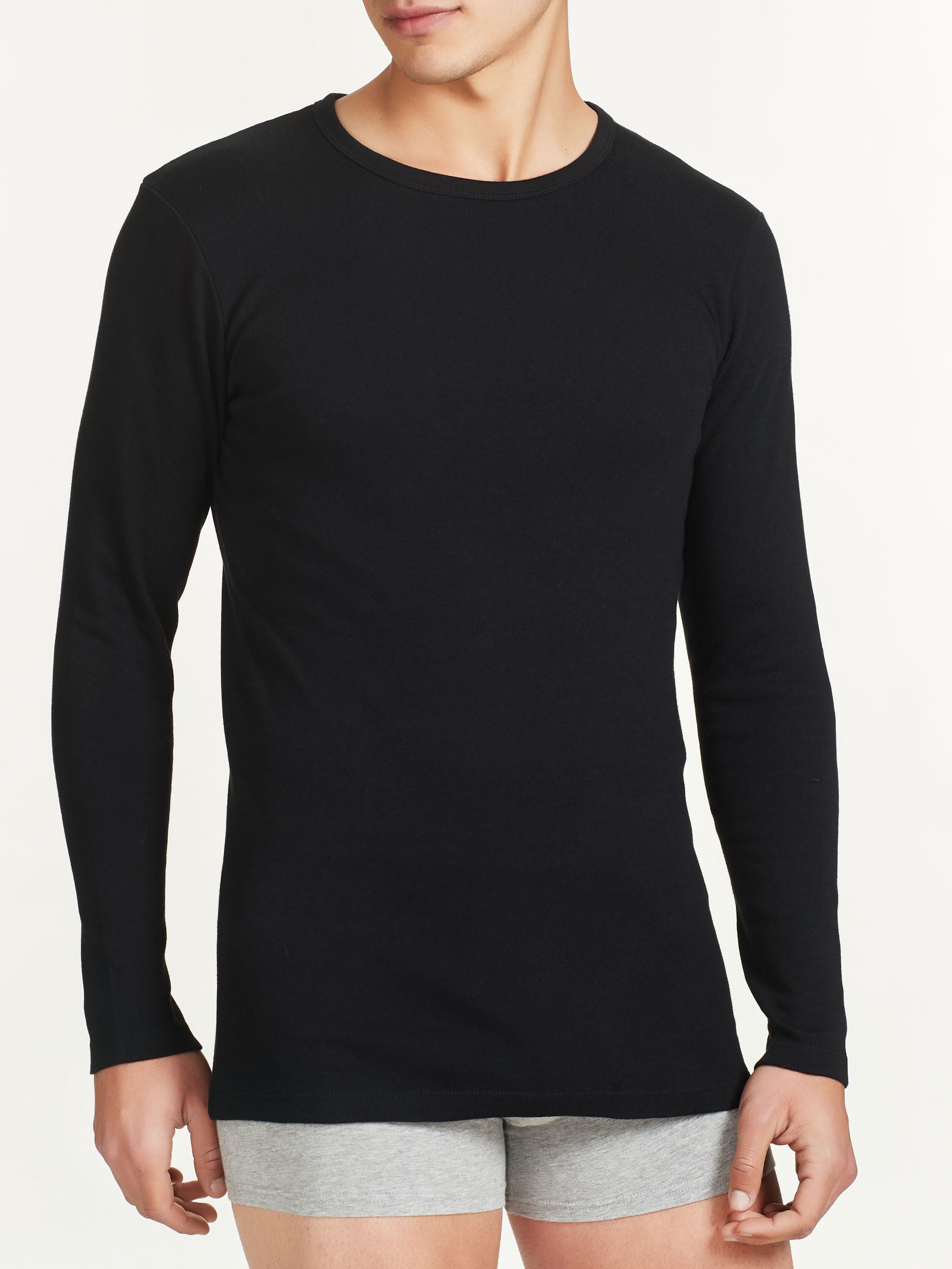 Ragno Interlock Maglietta intima cotone manica lunga Nero