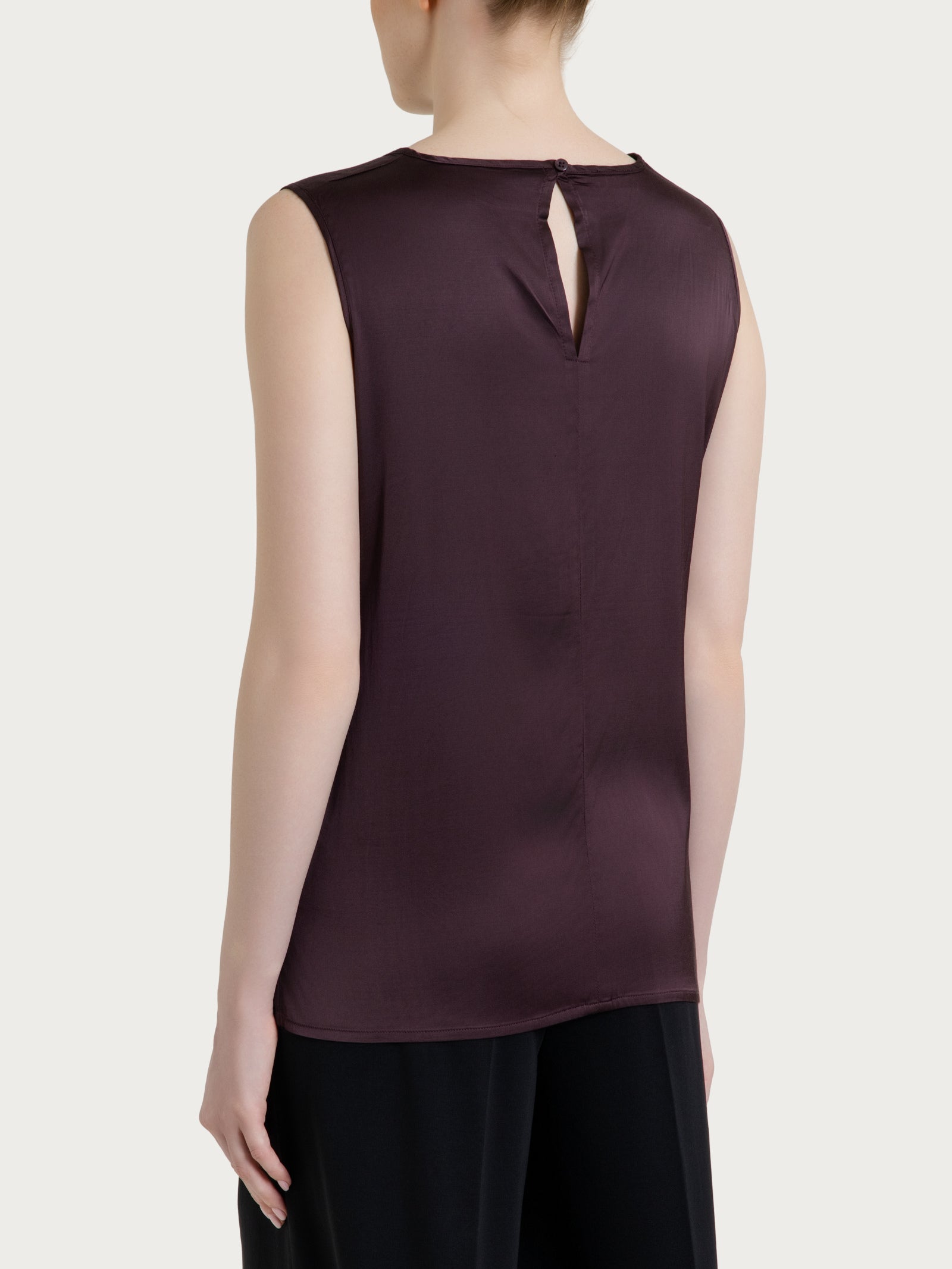 Ragno Stretch Satin Top Spalla Larga Plum Truffle