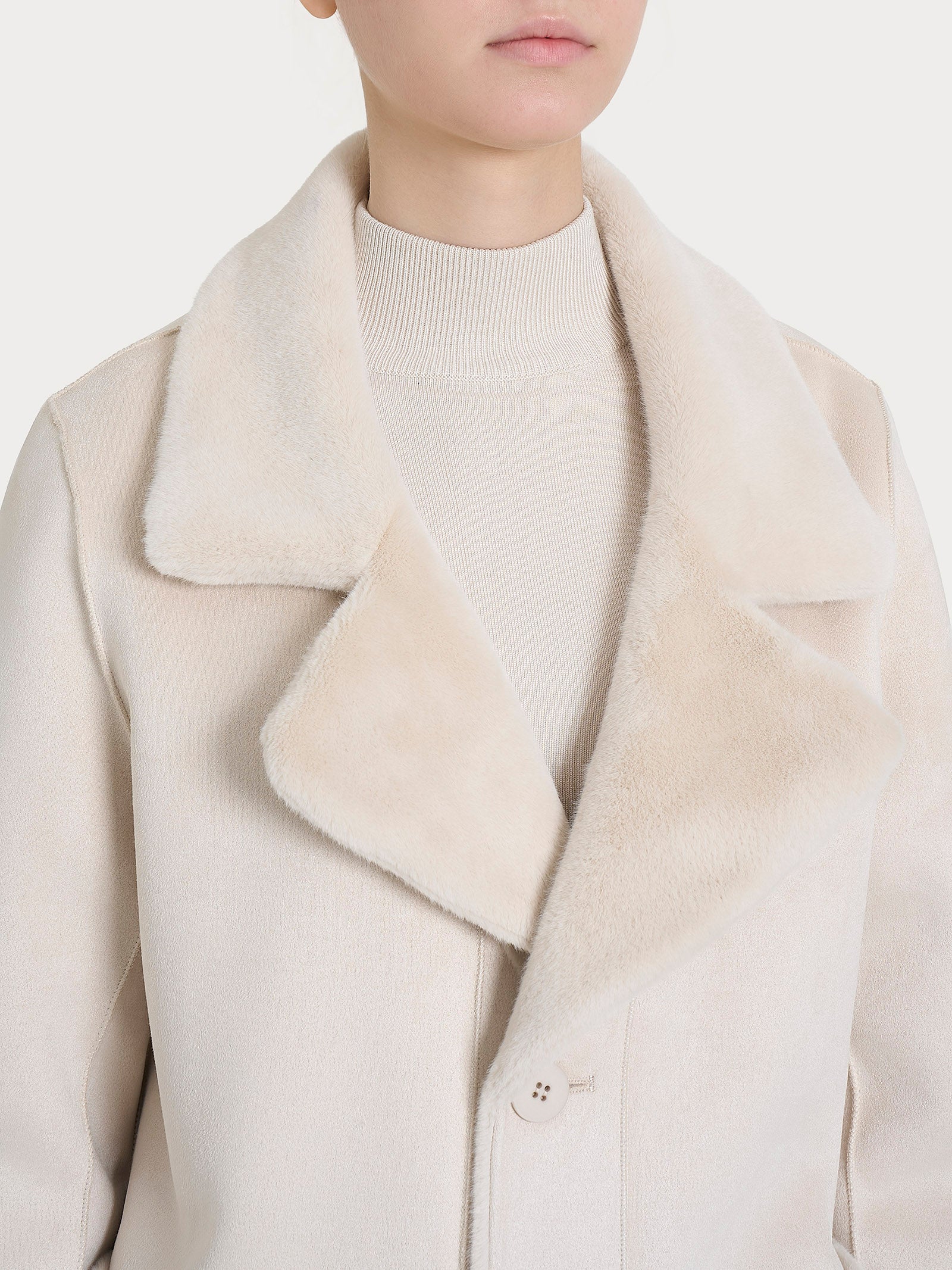 Ragno Comfort cappotto corto donna double-face champignon
