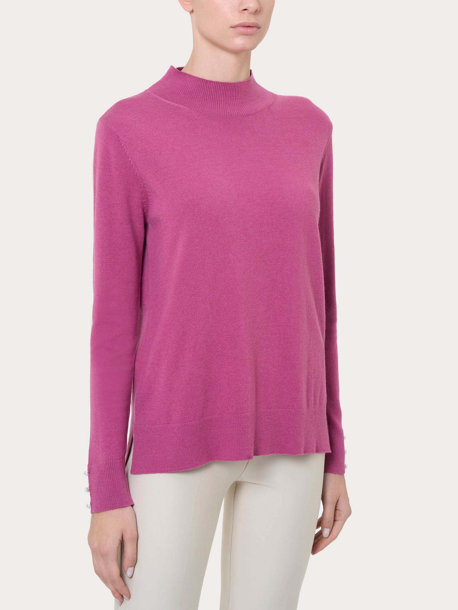 Ragno Merino Soft Lupetto con perline Red Violet pura lana