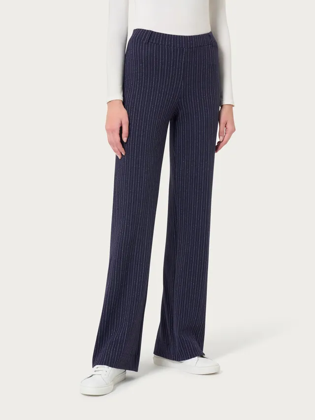 Ragno Eco Jacquard Pantalone Ampio Gessato bleu wide leg