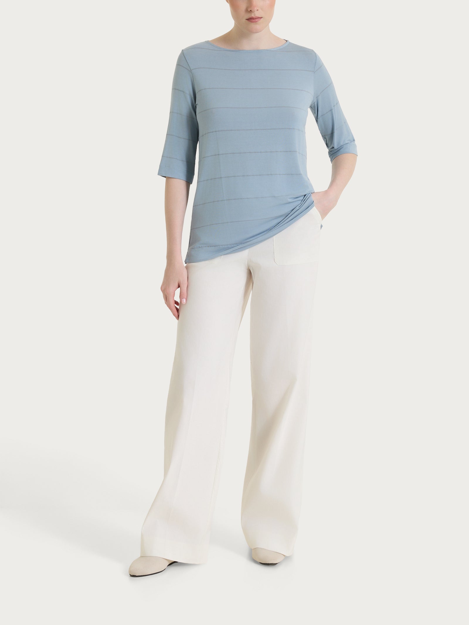 Ragno Summer Light Maglietta Barchetta Righe Blu Viscosa