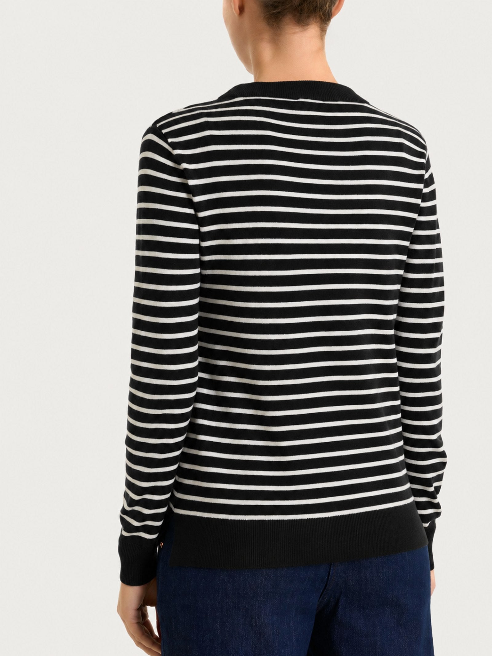 Ragno Four Seasons maglia girocollo righe nera leggera