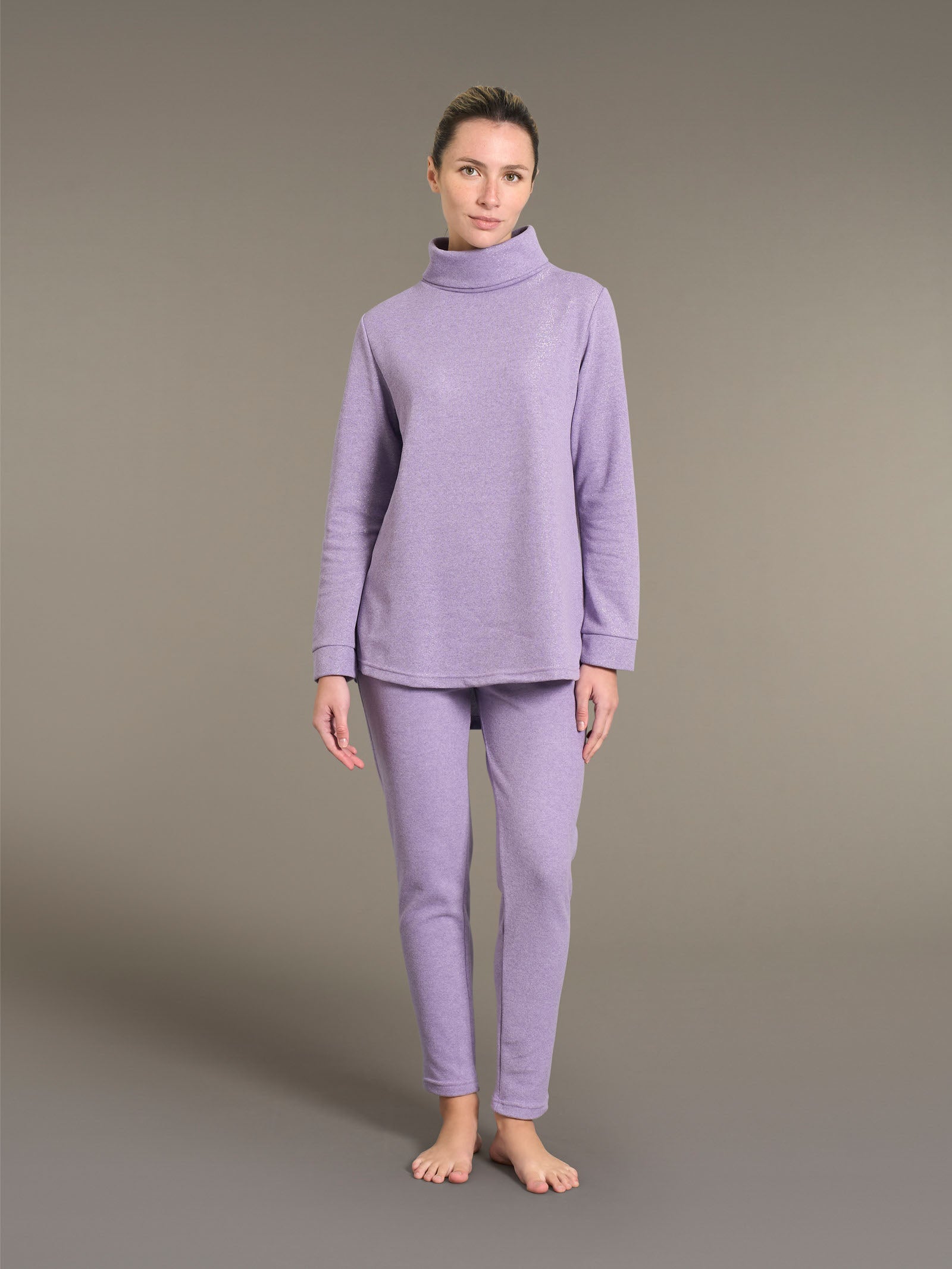 Ragno Sweet Emotion pigiama lungo pile lurex Lilla