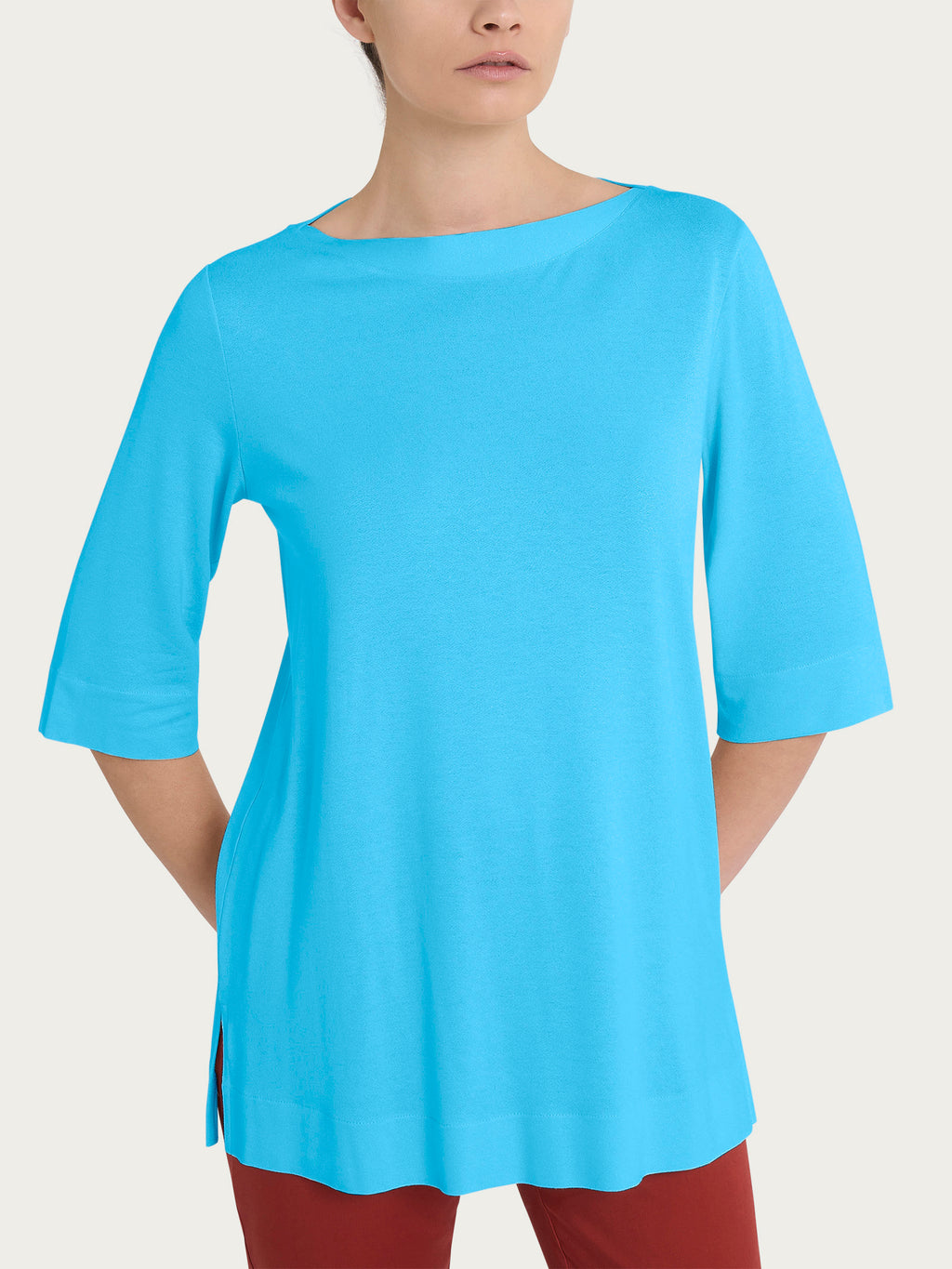 Ragno maglietta manica 3/4 Azure Blue viscosa fresca