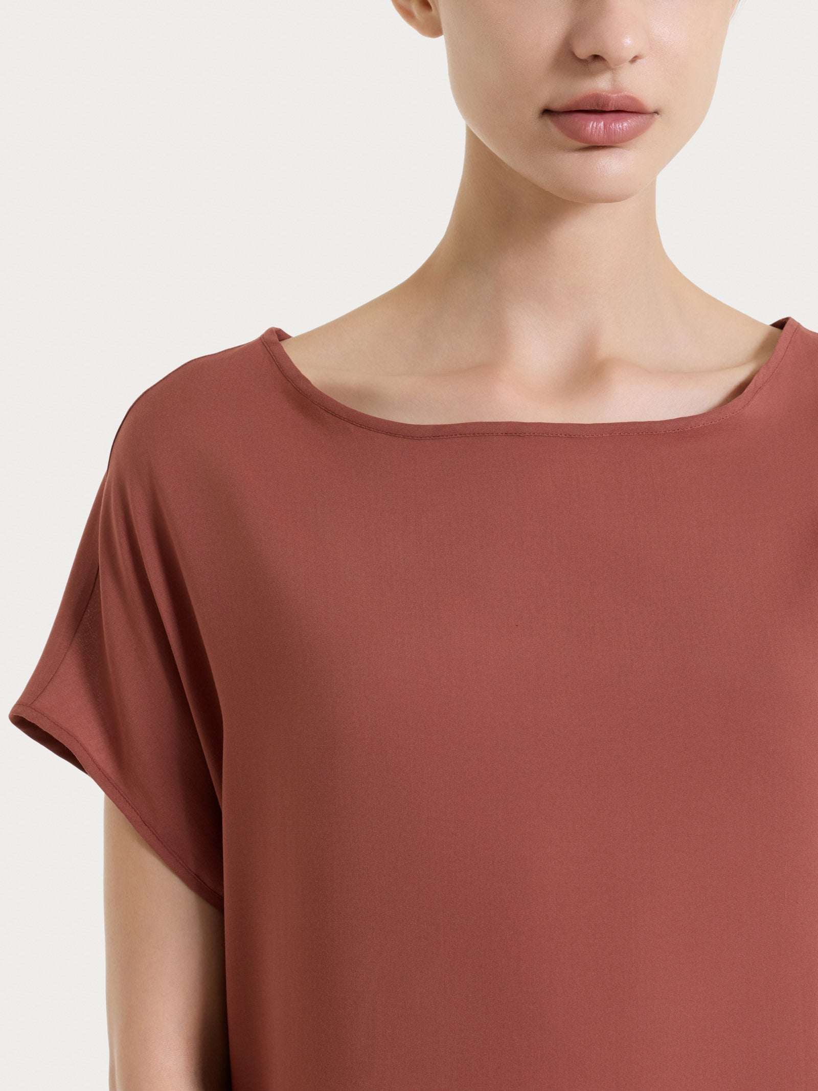 Ragno Voile Stretch kimono blusa Mahogany leggera