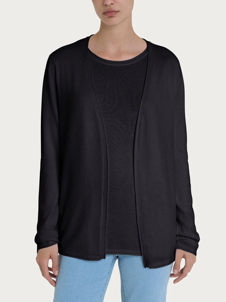 Ragno Summertime Cardigan Aperto Nero Viscosa
