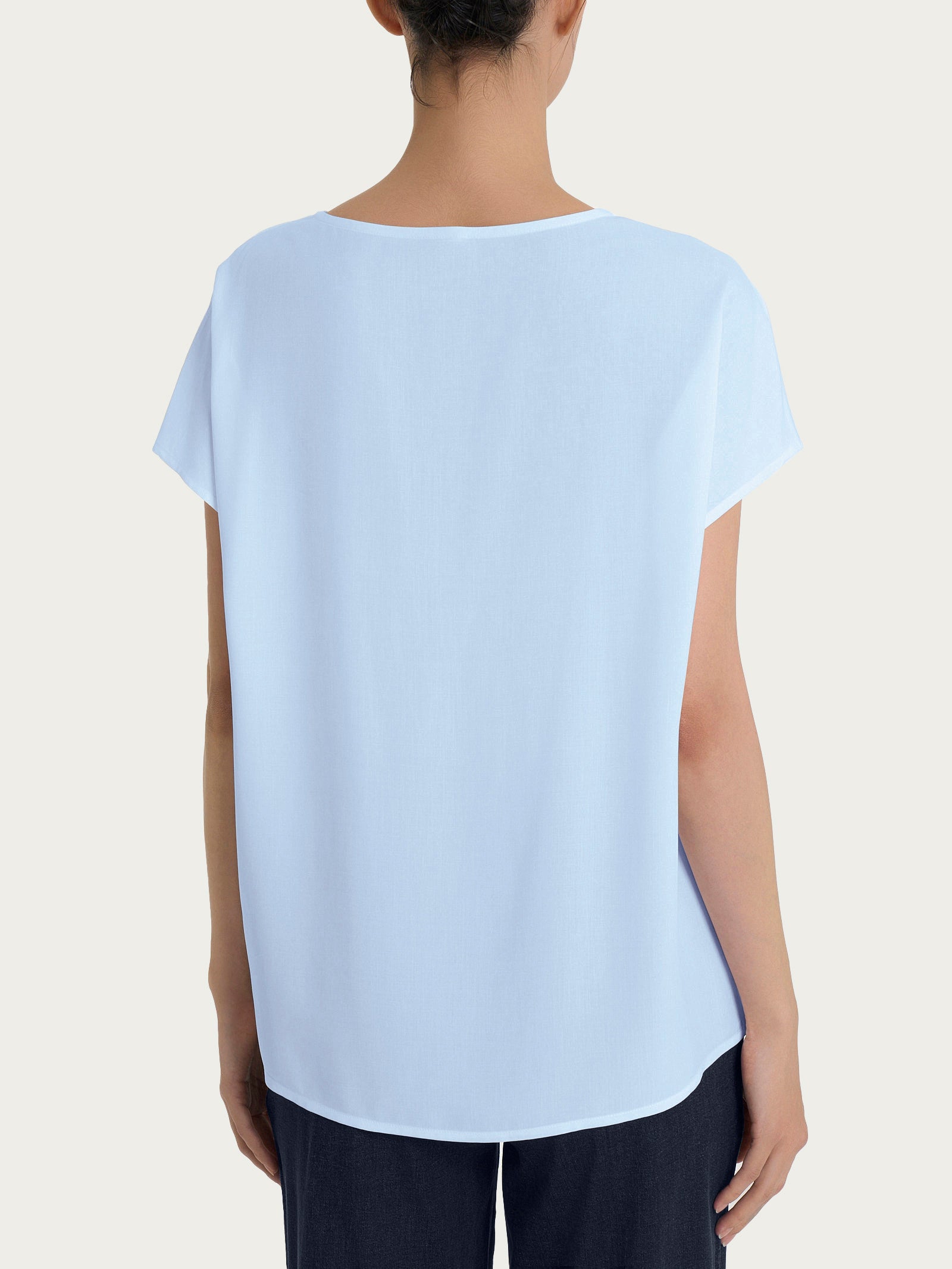 Ragno Ecoseta Blusa Kimono Manica Corta azzurra fluida