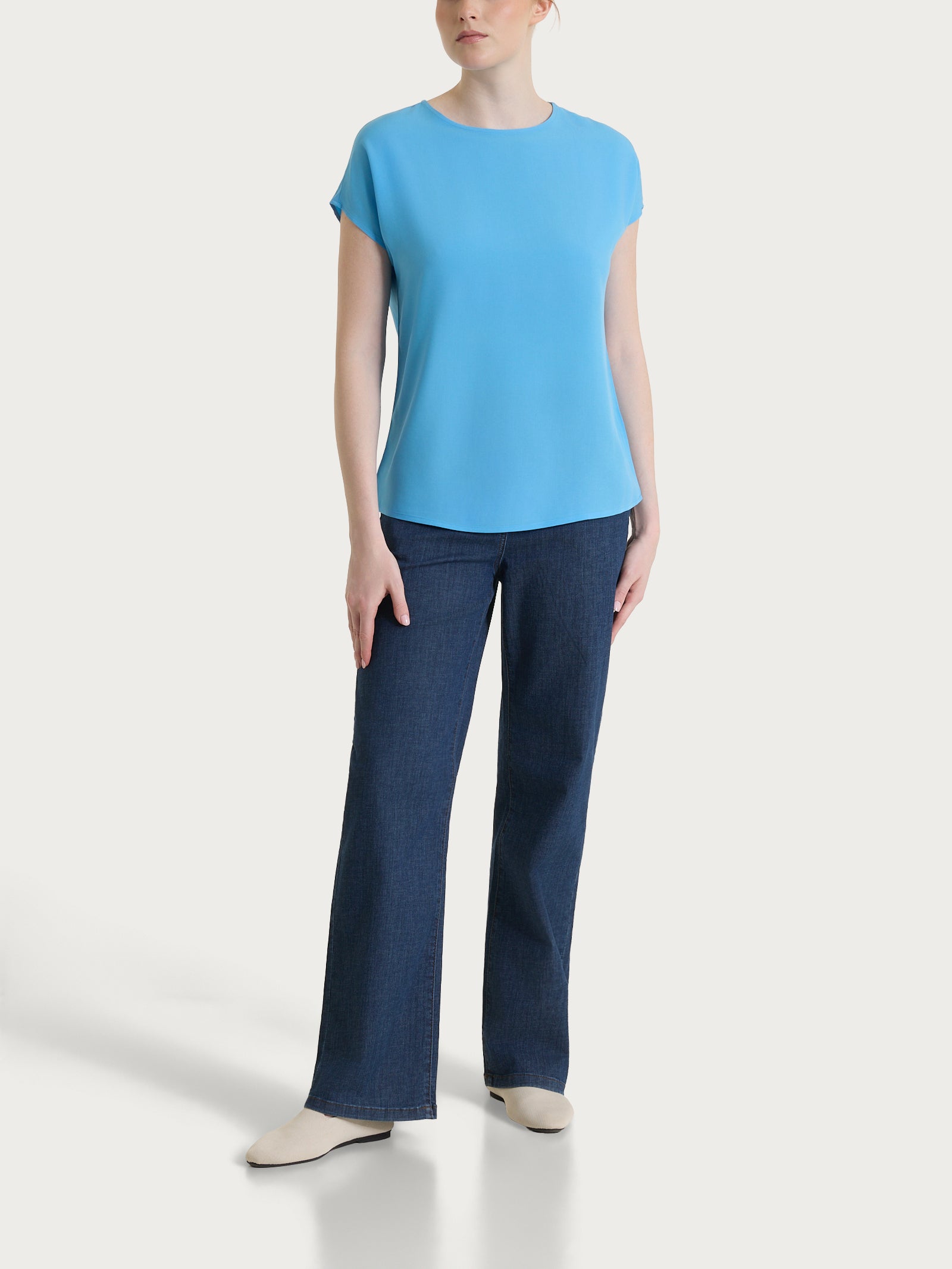 Ragno EcoSeta Blusa Kimono Azzurro in viscosa
