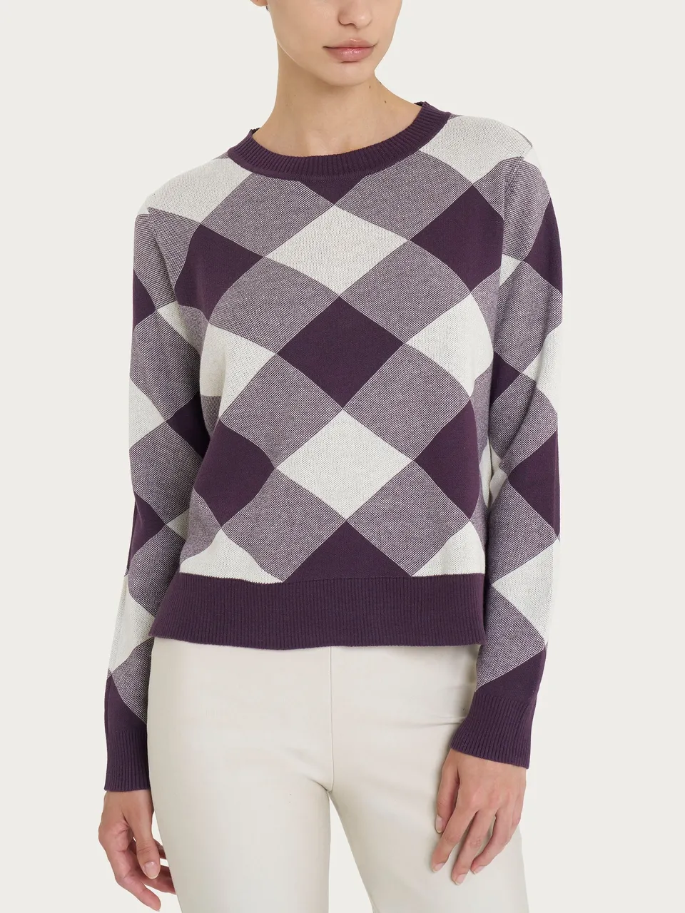 Ragno Winter Cotton maglia girocollo Plum Perfect puro cotone