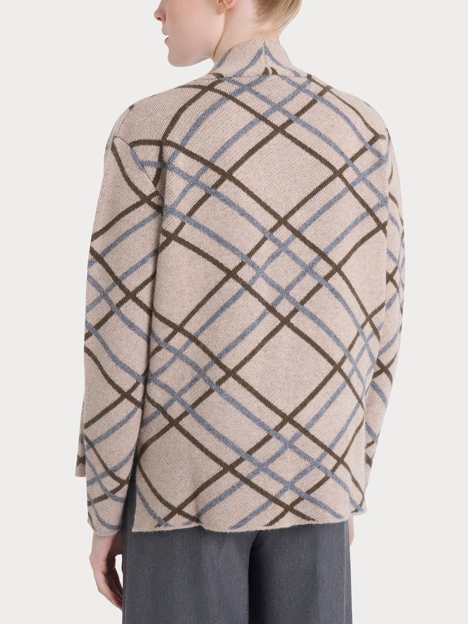 Ragno Natural Soft Cardigan Aperto Check Zenzero
