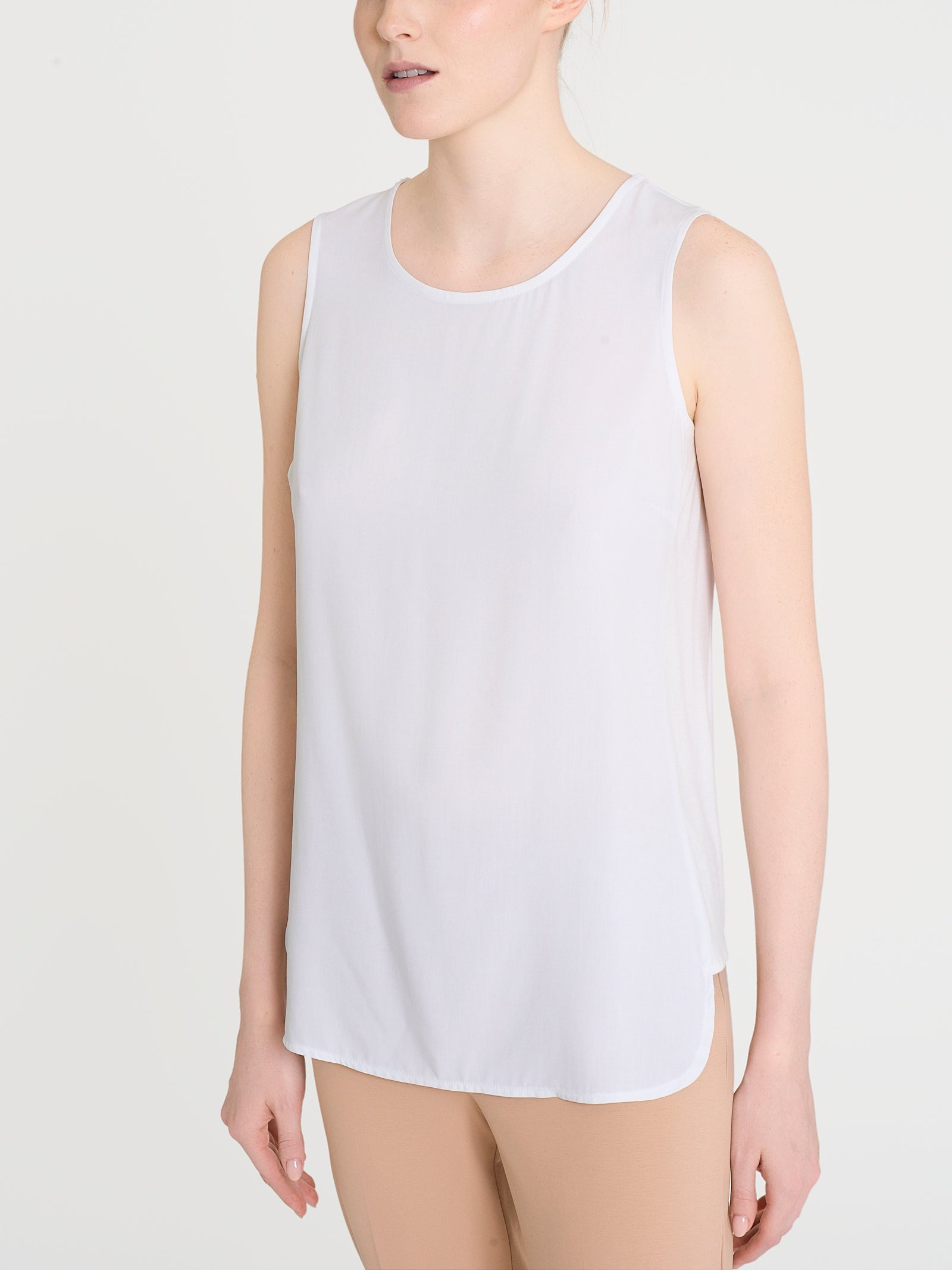 Ragno Misto Viscosa top donna bianco spalla larga regular