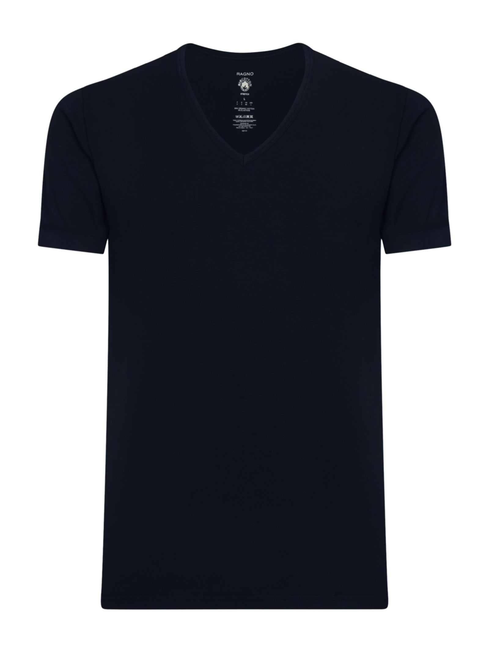 Ragno Comfort Scollo V Maglietta Uomo Bleu Cotone