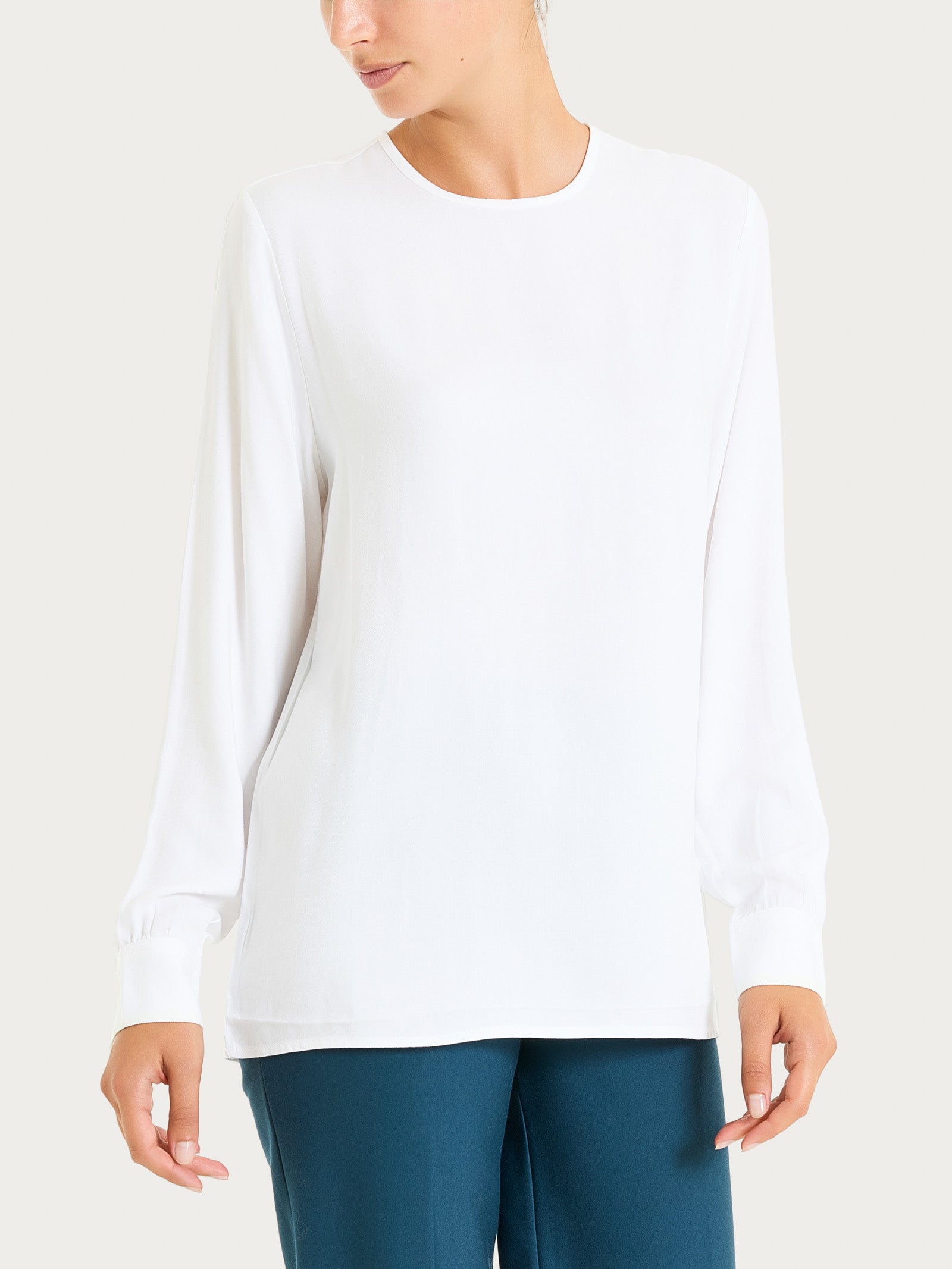 Ragno Winter Ecoseta Blusa Girocollo Donna Bianco Fluida
