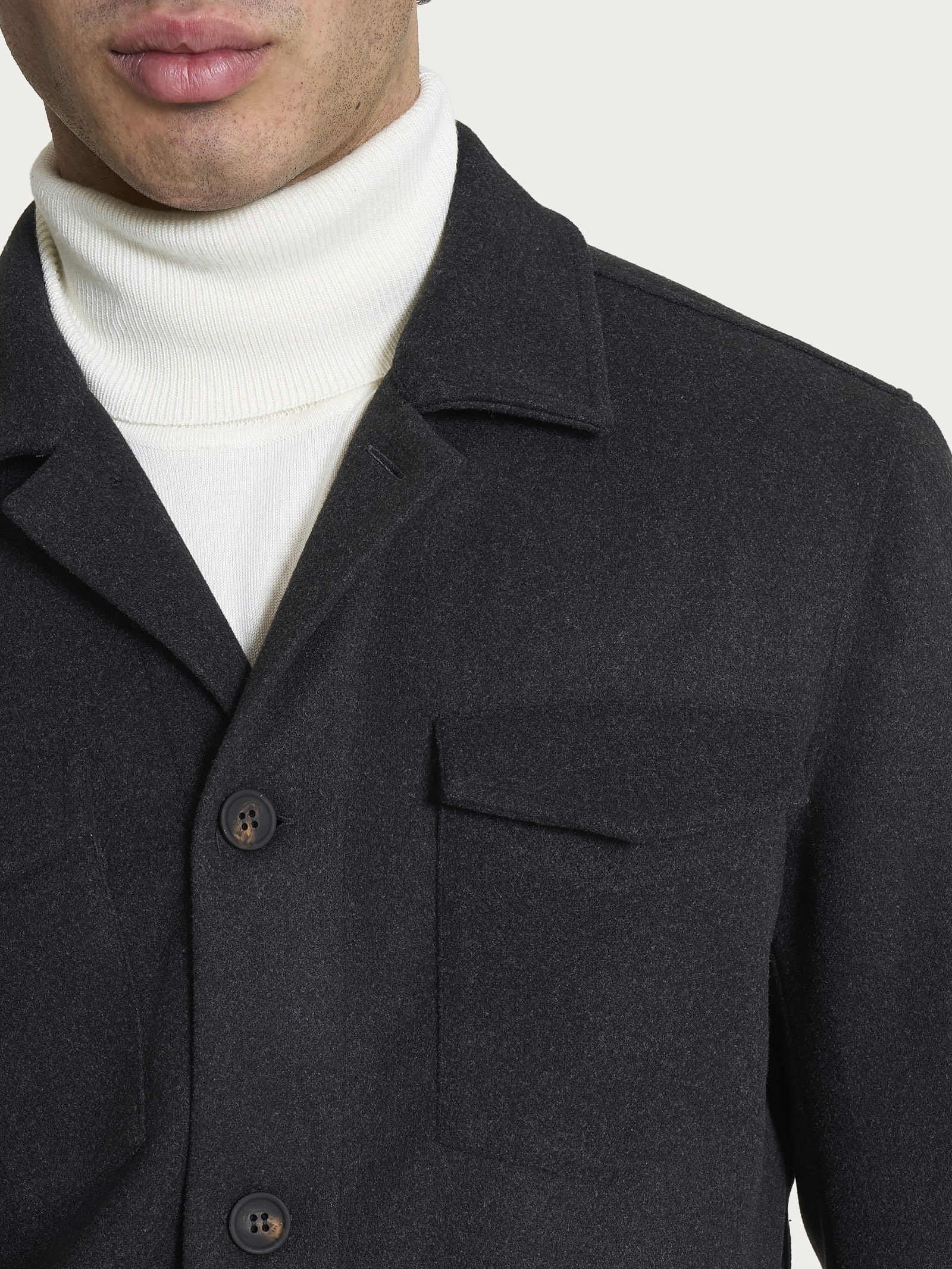 Ragno Vegan Wool Shacket giacca uomo Oscuro Mel calda