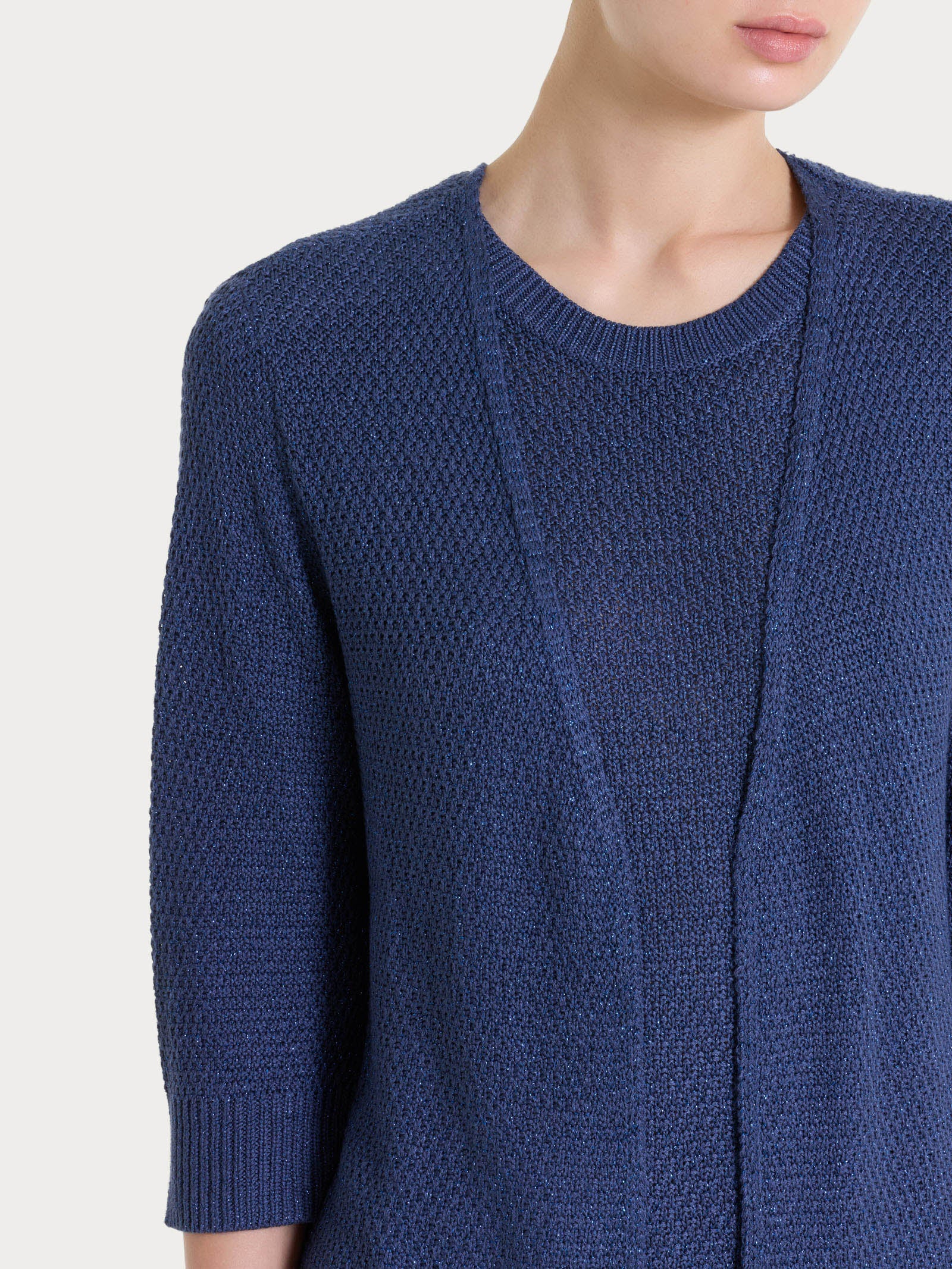 Ragno Lurex Rice Stitch Cardigan Aperto Oceana luminoso