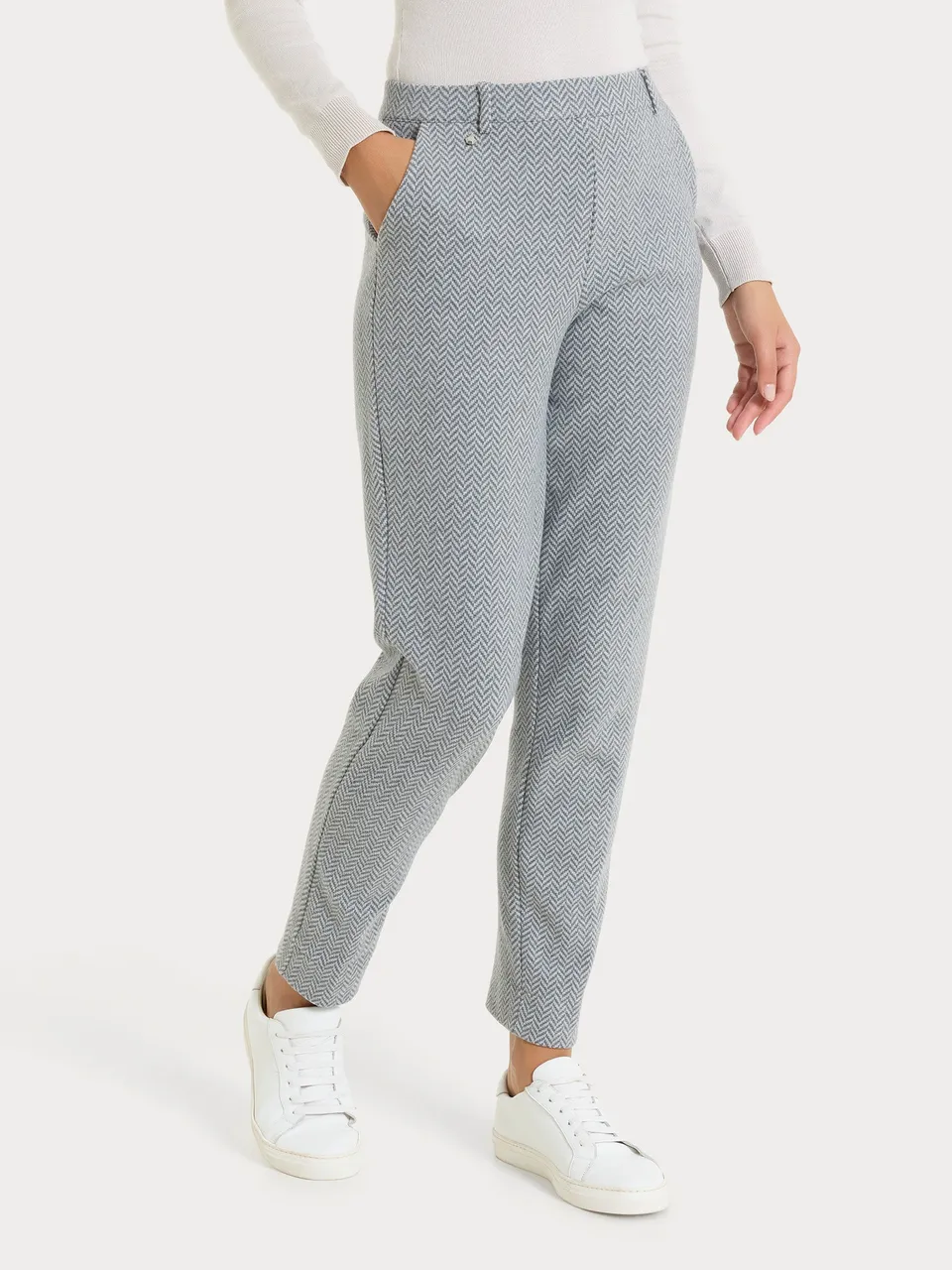 Ragno Compact Pantalone Chino Slim Eco Jacquard Fant.Grigio Mel.