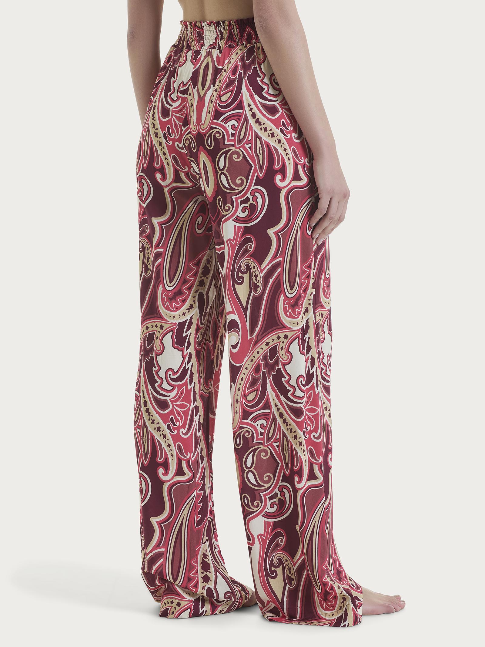 Ragno EcoSeta Wide Leg Pantalone Ampio Viscosa Fantasia B41F