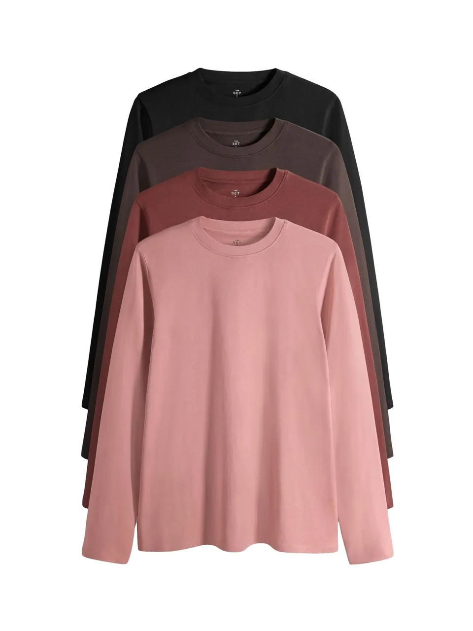 Next The Set T-Shirt Maniche Lunghe Donna 4 Pezzi Comode Nere