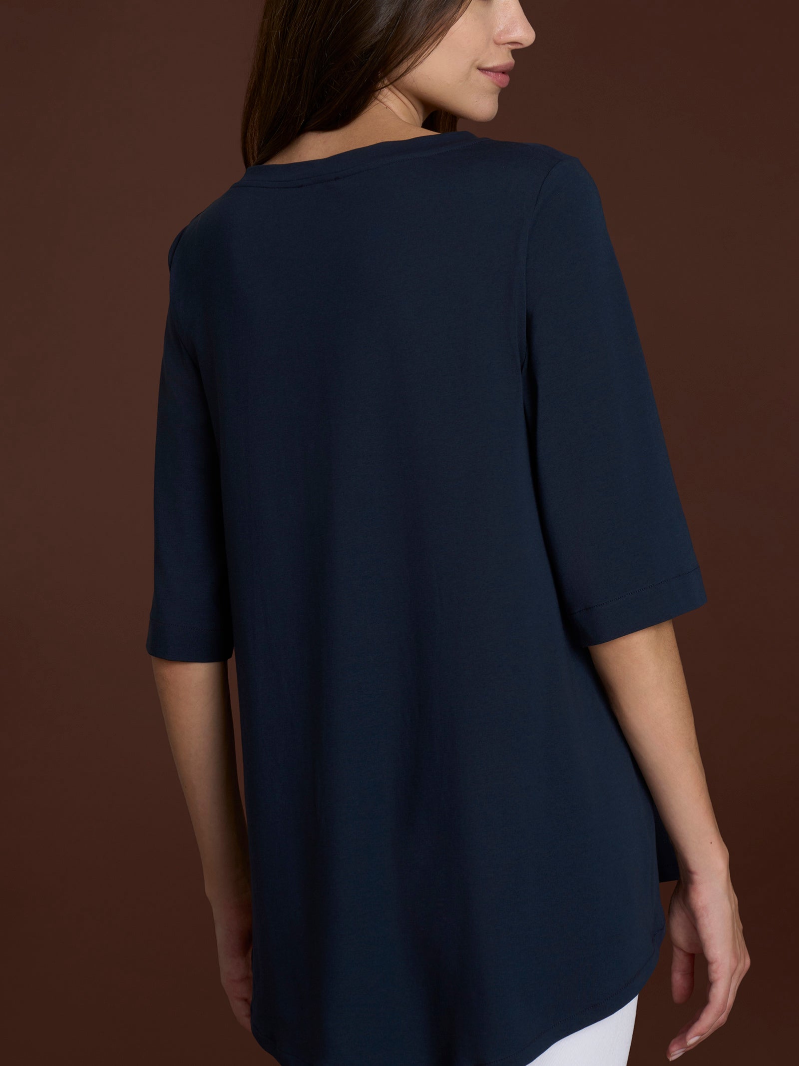 Ragno beYOUtiful maglietta manica 3/4 cotone Bleu boxy