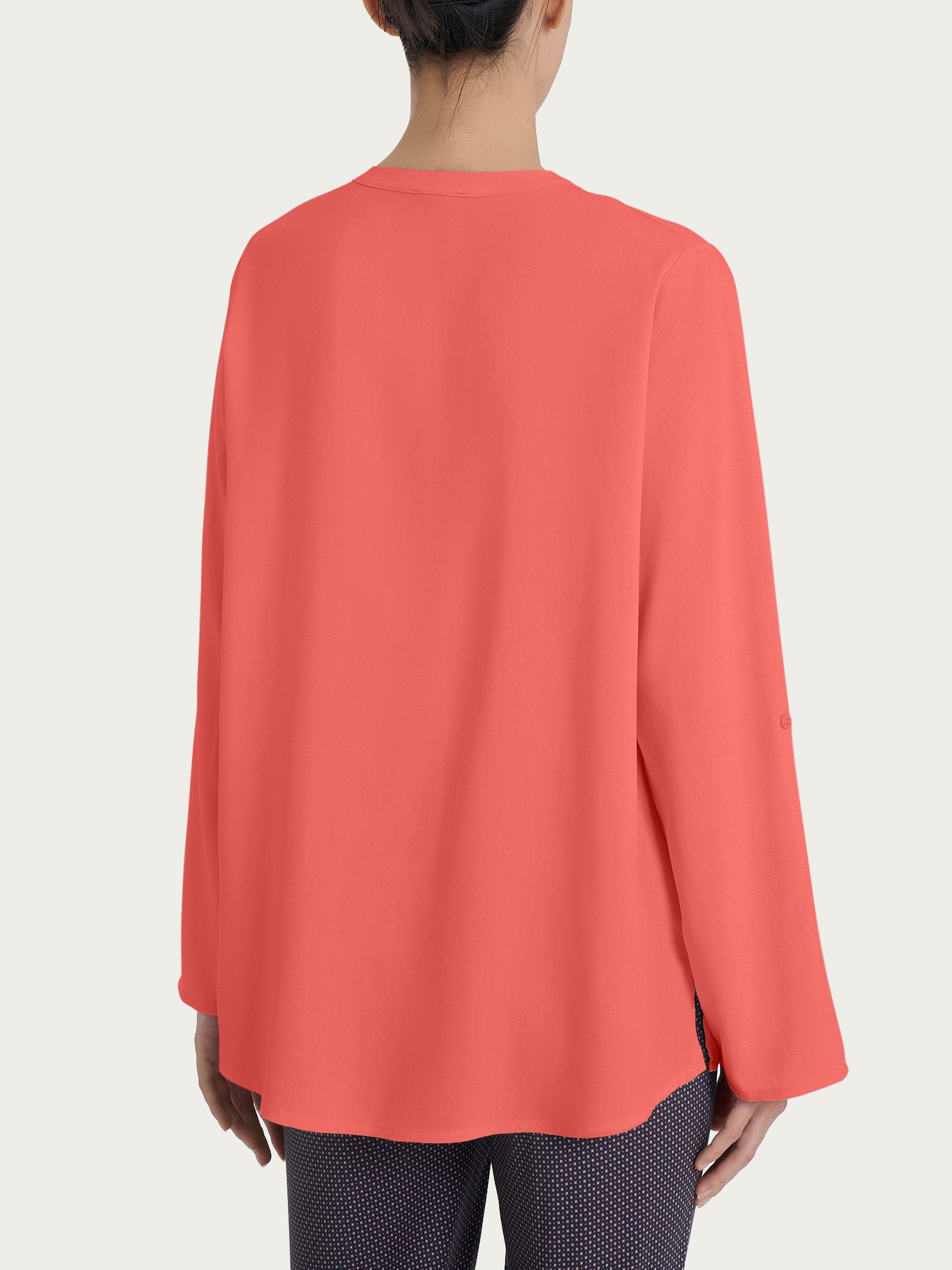 Ragno EcoSeta Camicia coreana manica lunga camicia rosa