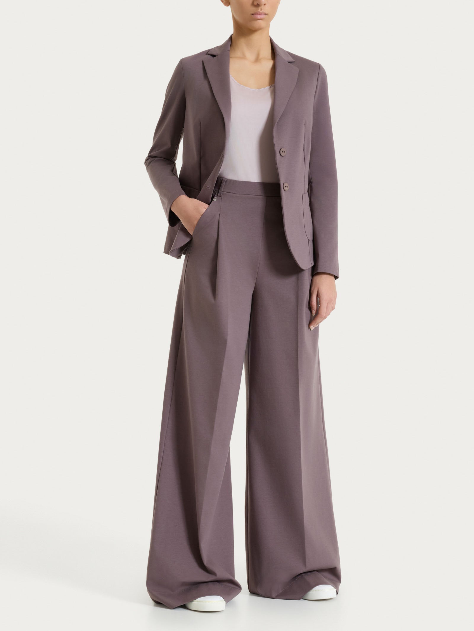 Ragno Compact Light pantalone palazzo plum truffle