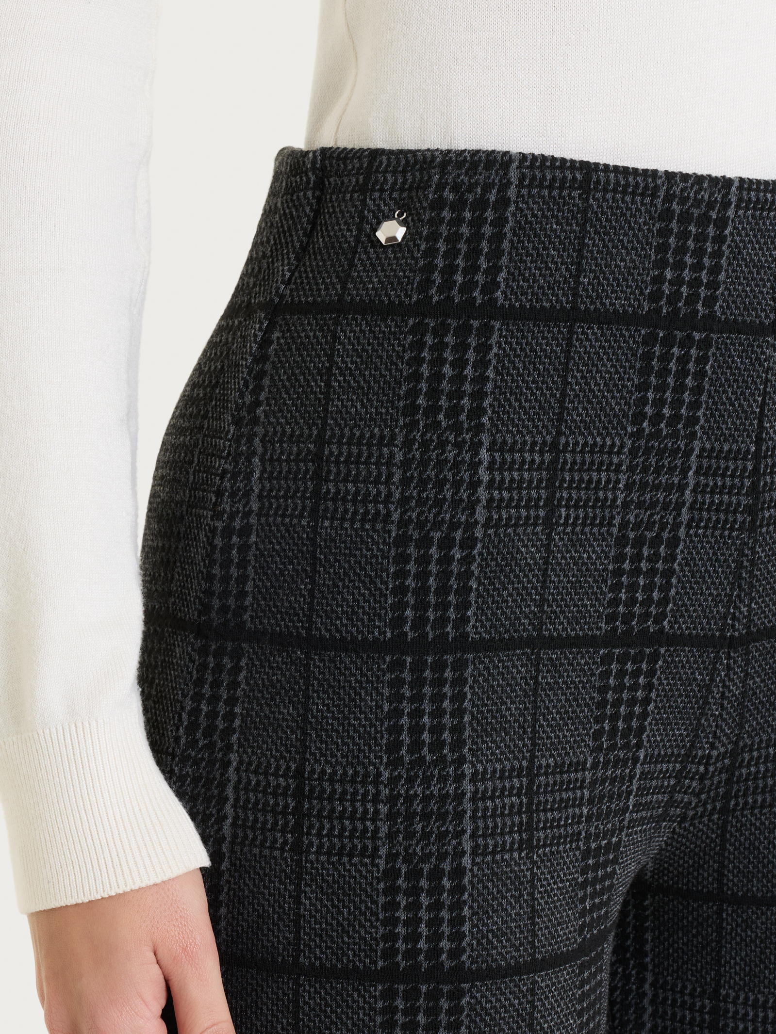 Ragno Pantalone dritto check donna Fant.Nero jacquard