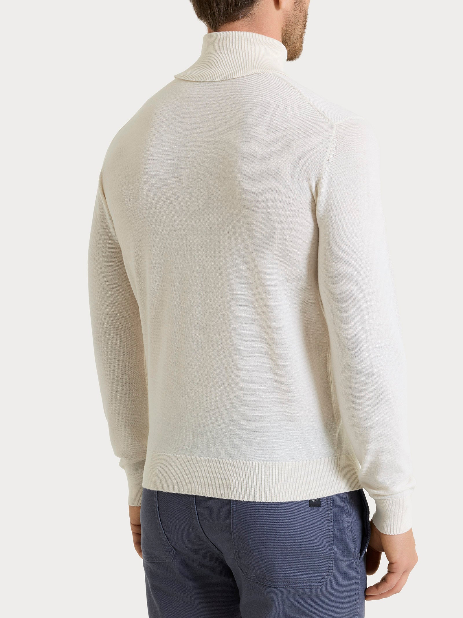 Ragno Merino Soft Dolcevita Uomo Avorio in Lana
