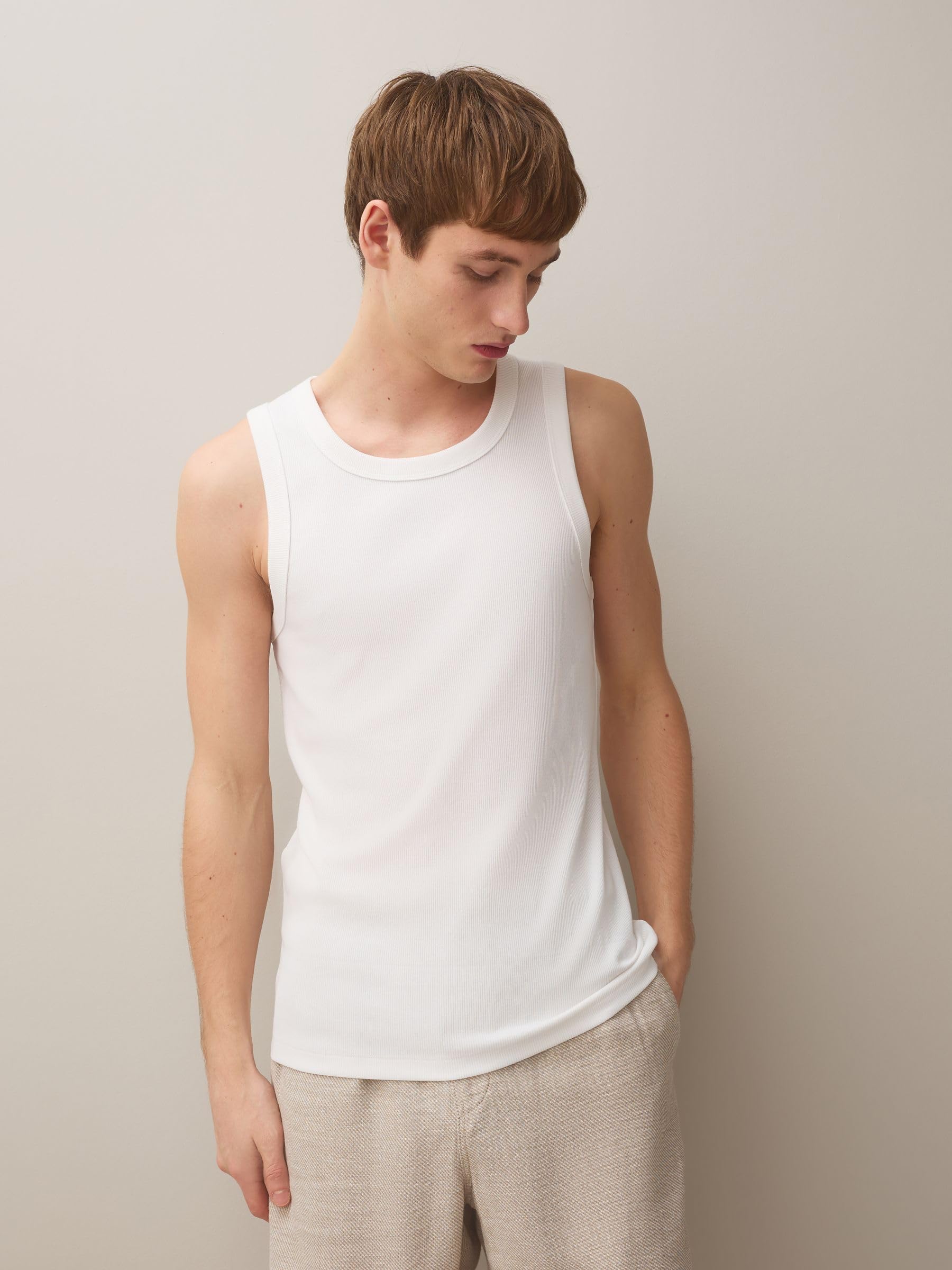 Next Canotte Uomo Slim Coste Confezione da 4 Cotone