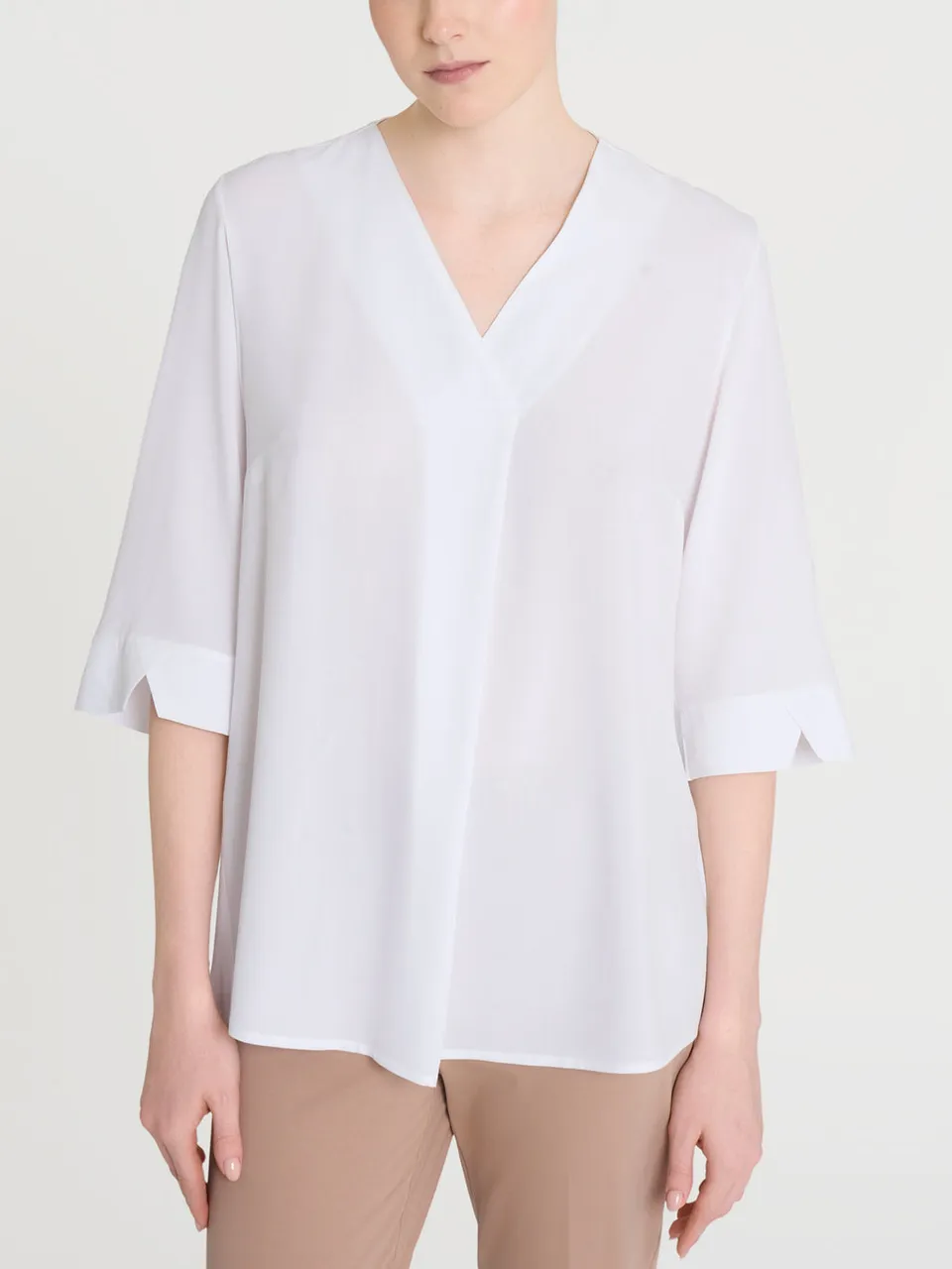 Ragno EcoSeta Blusa Scollo V Bianca manica 3/4