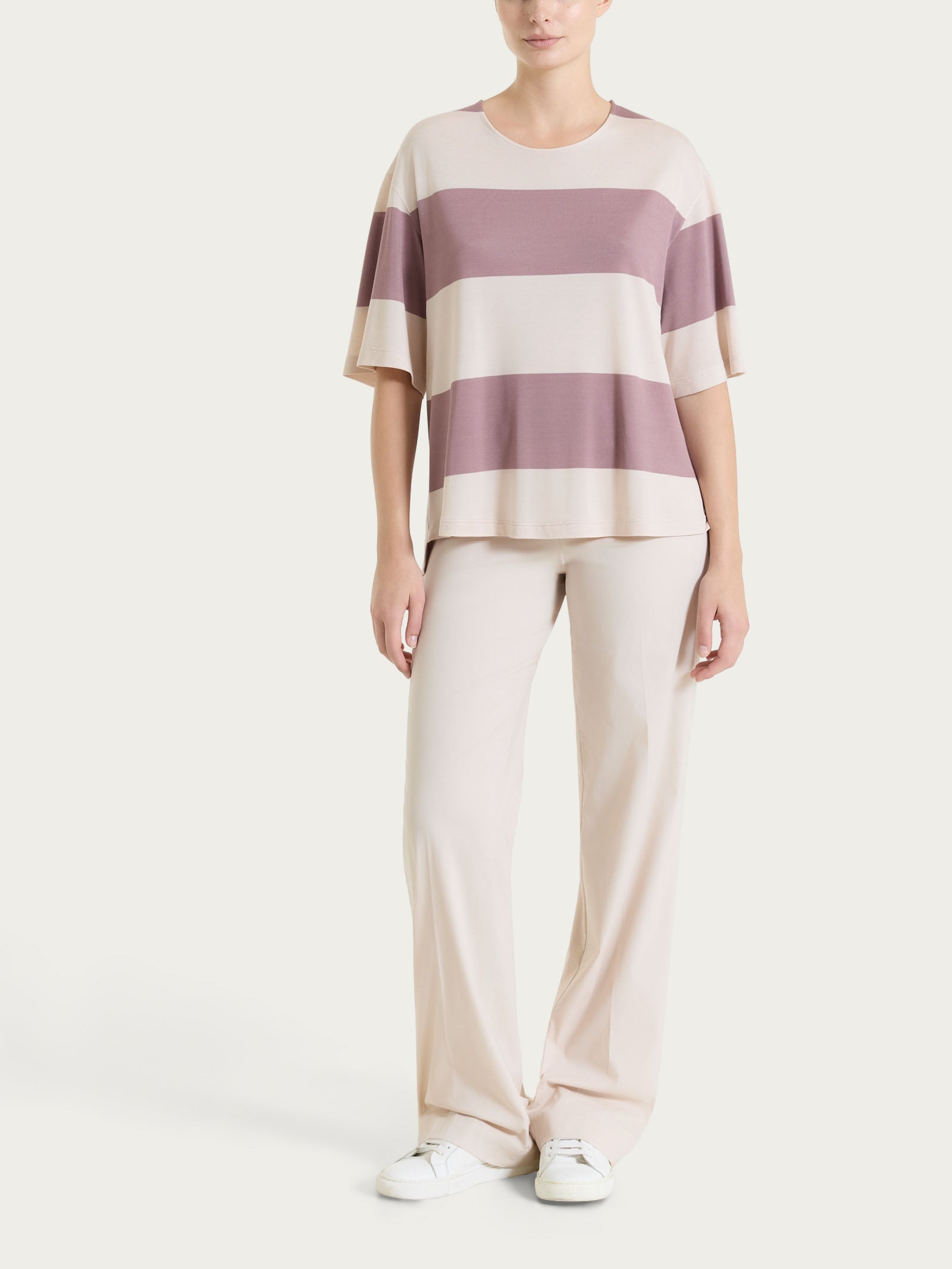 Ragno Summer Light Maglietta Girocollo Righe Twilight Mauve viscosa