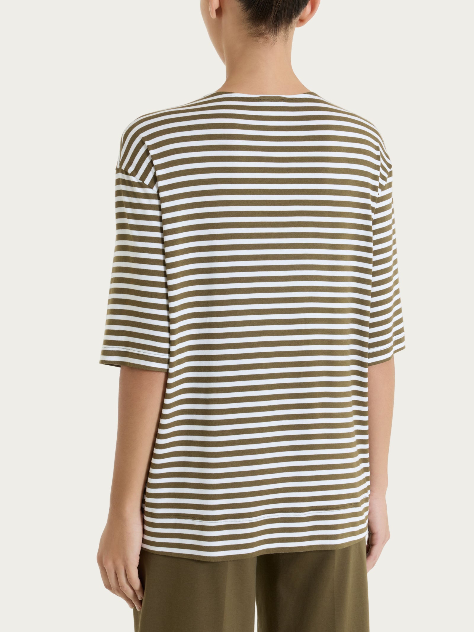 Ragno Viscosa Summer Maglietta Boxy Rigata Verde Fresca