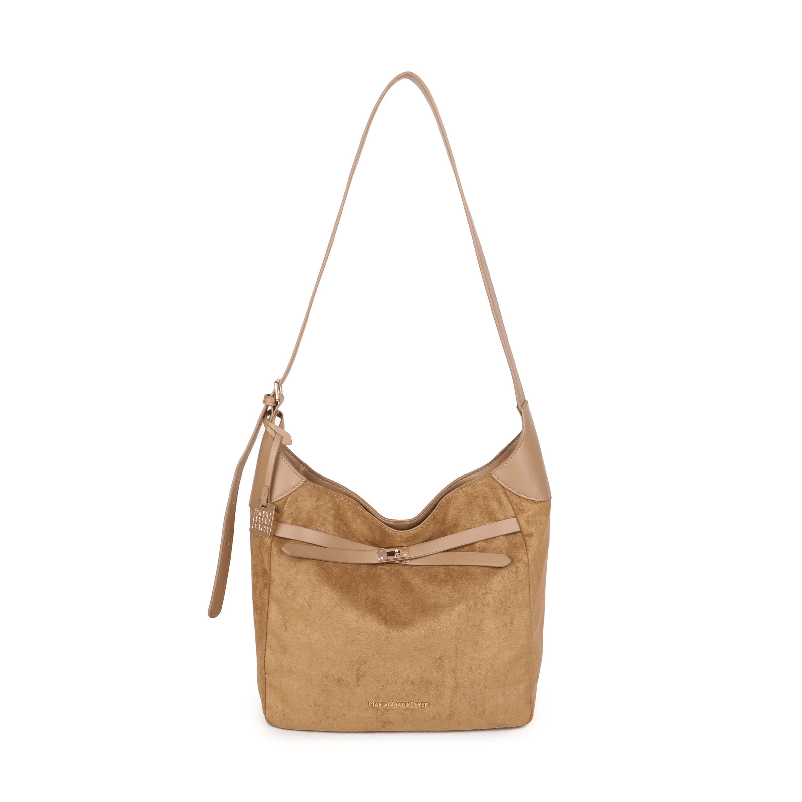 Maria Grazia Severi RZ6970 borsa hobo scamosciata rifiniture lisce