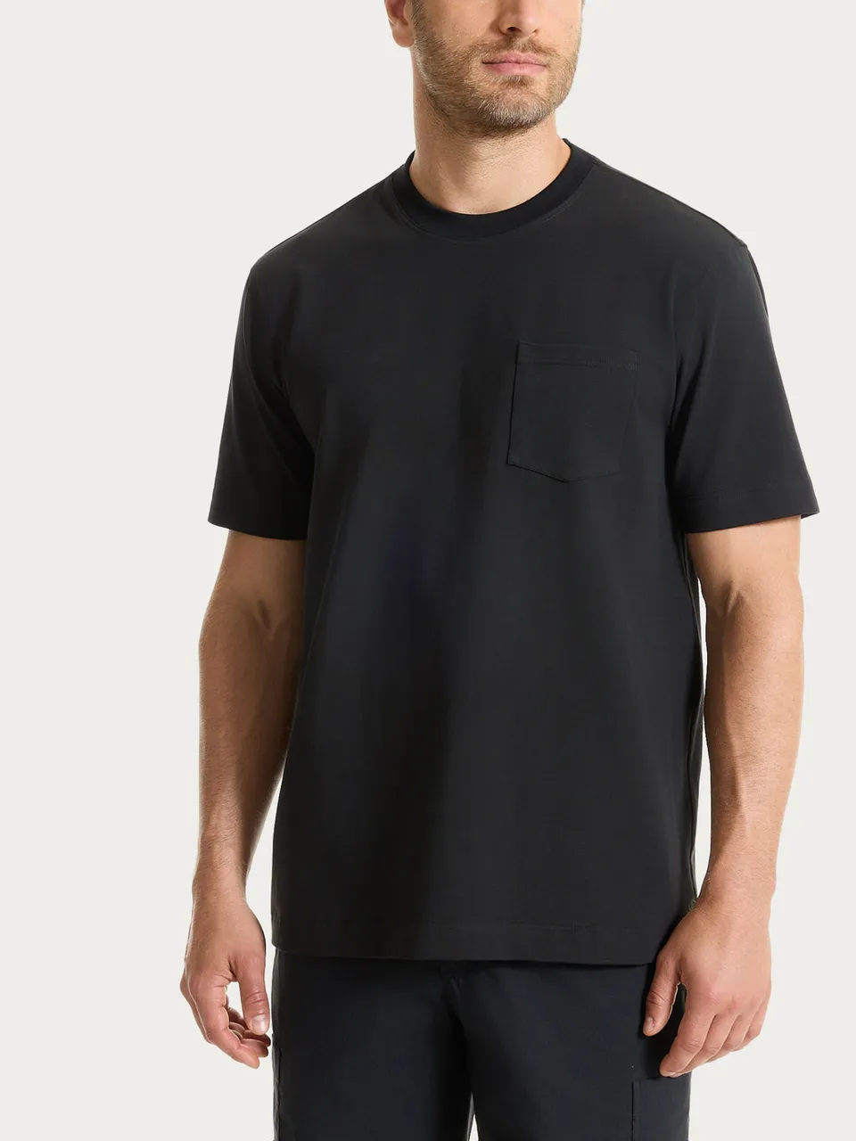 Ragno Puro Cotone t-shirt taschino nera uomo jersey