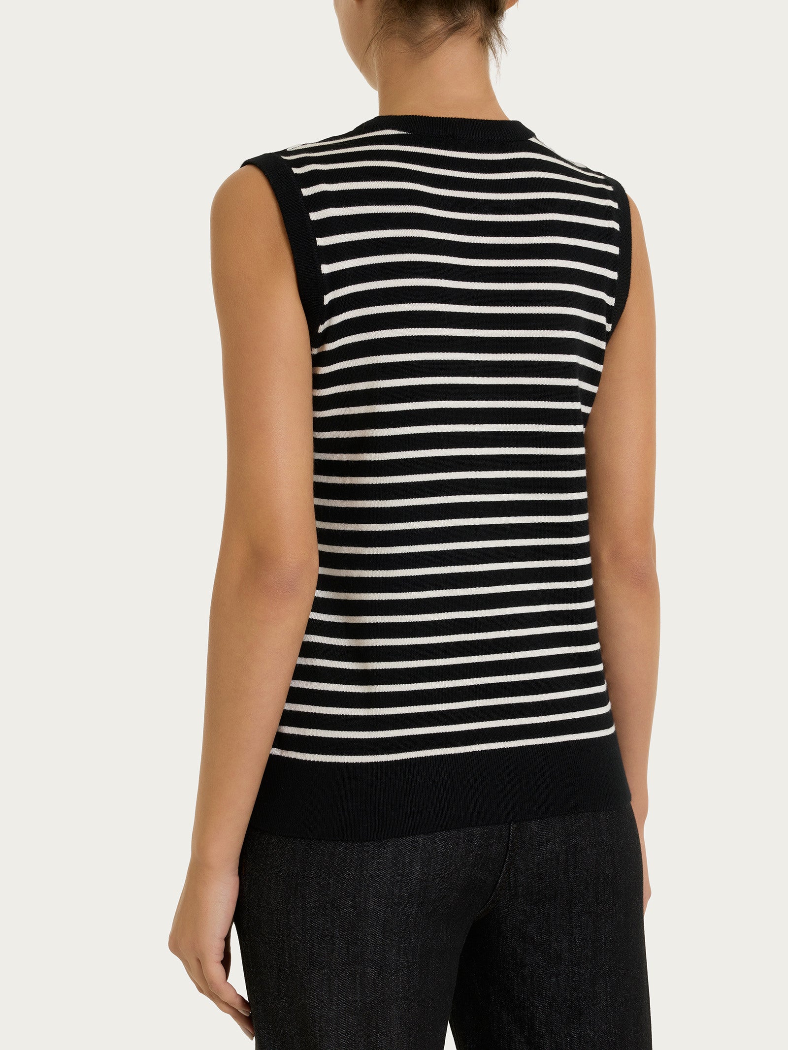 Ragno Four Seasons smanicato righe pari Fant.Black elasticizzato