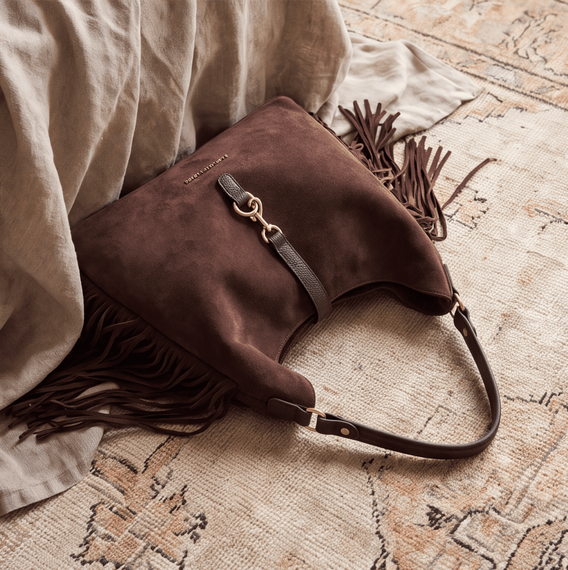 Maria Grazia Severi D8870 borsa hobo frange marrone tracolla