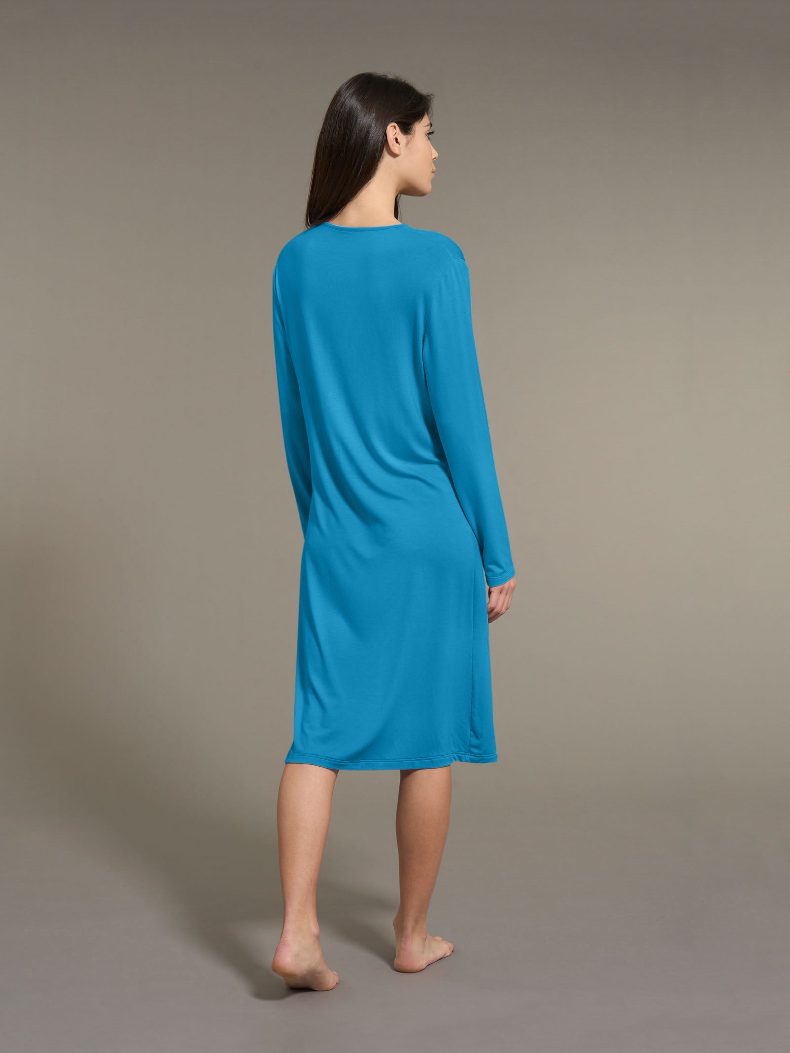 Ragno Micromodal Camicia Notte Lunga Blu Manica Lunga
