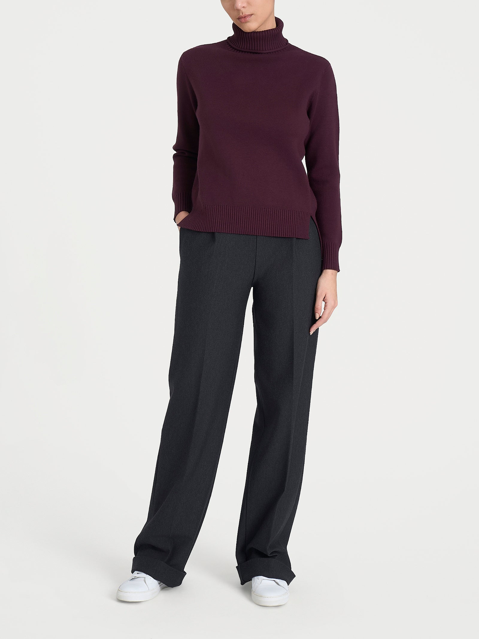 Ragno Super Soft Maglia Dolcevita Asimmetrico Fig viscosa