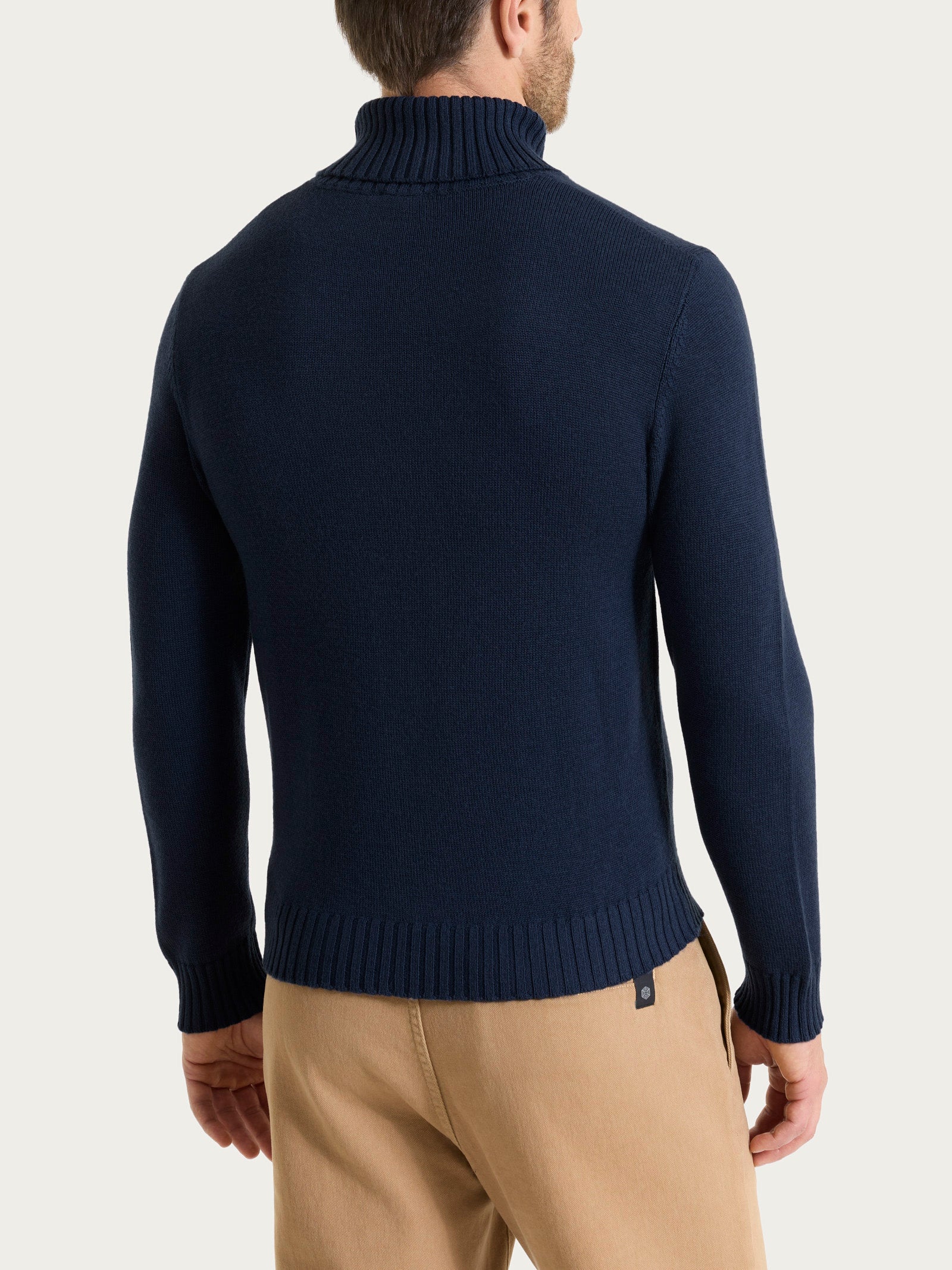 Ragno Merino Soft Dolcevita Uomo Lana Blu Bleu