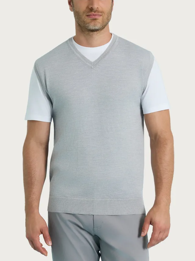 Ragno Merino Soft gilet uomo scollo a V grigio pura lana