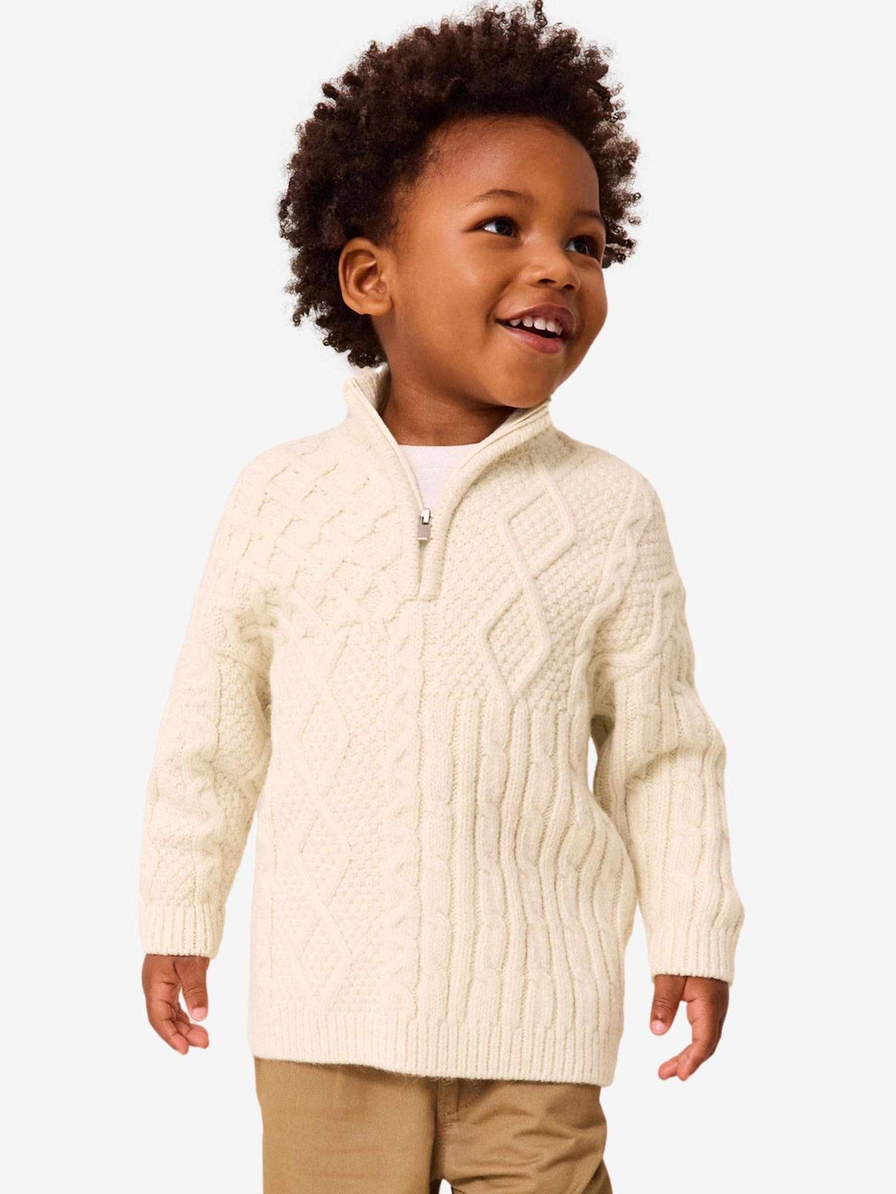 Next maglione bambino trecce con zip collo 62-68