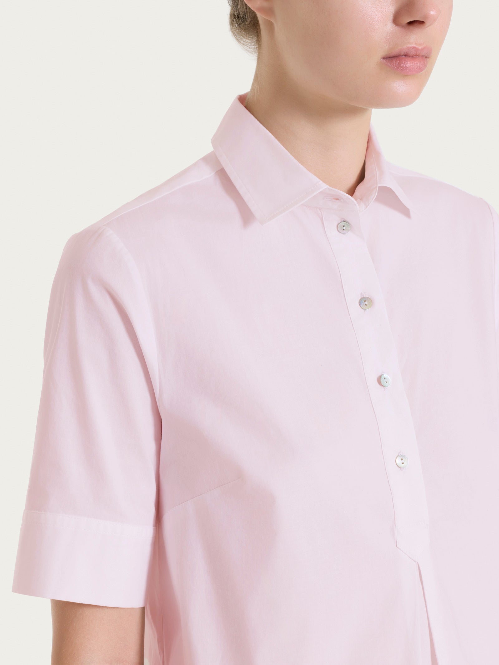 Ragno Camicia Collo Serafino Poplin Cotone Pale Lilac