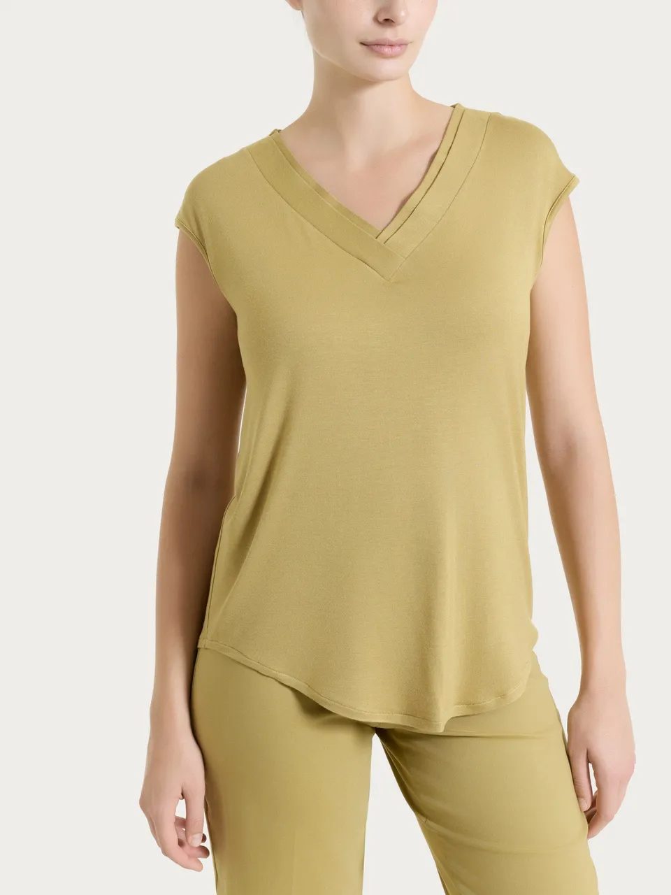 Ragno Viscosa Summer T-shirt Donna Scollo V Khaki