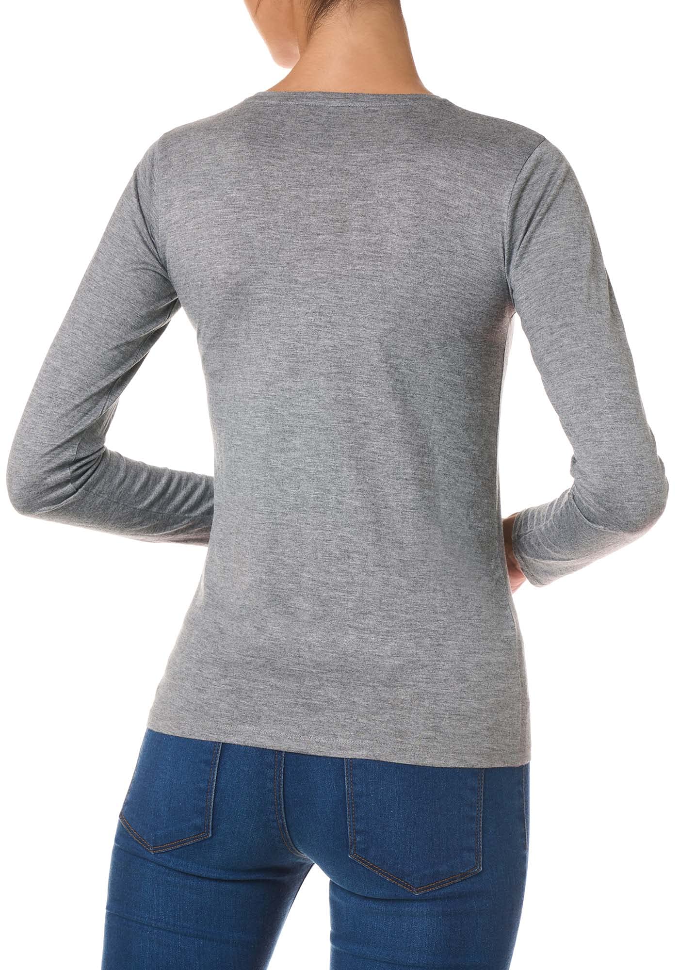 Goldenpoint maglia girocollo donna grigio manica lunga