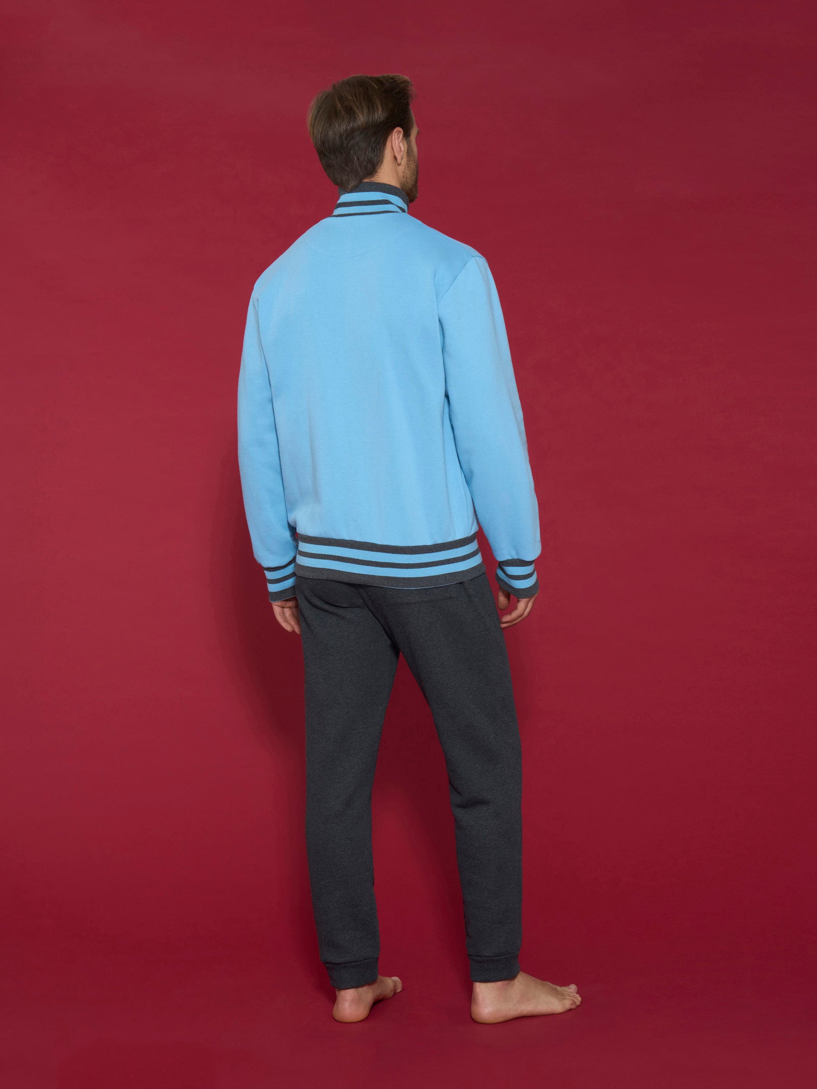 Ragno Sport Tuta Felpata Collo Alto Pigiama Uomo Dusk Blue Caldo