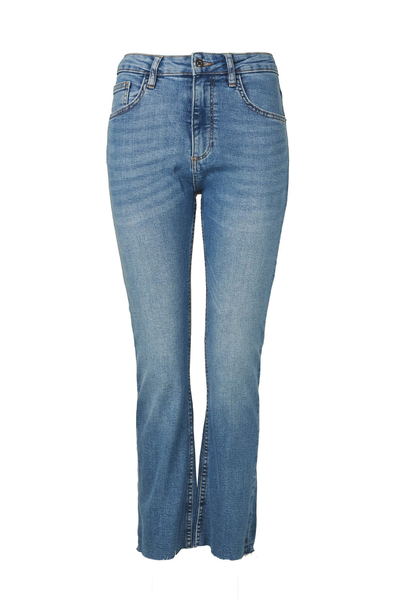 Goldenpoint Jeans Flare Denim Sfrangiato Blu Notte