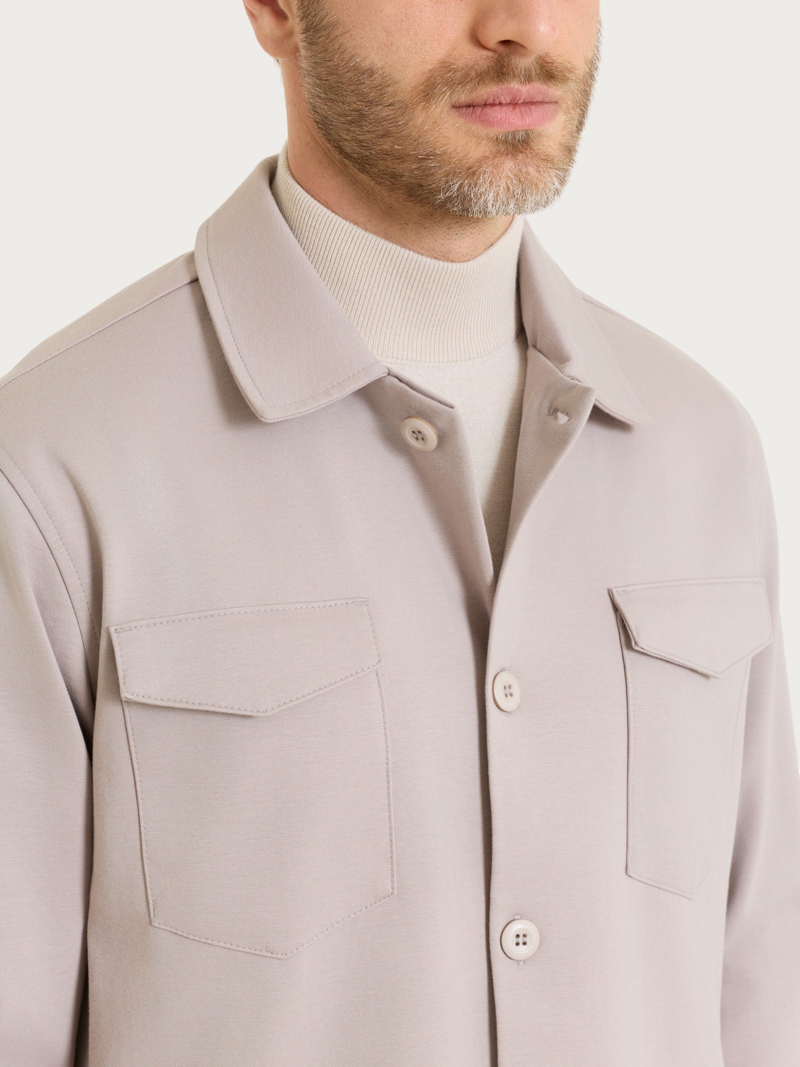 Ragno Cotton Compact Shacket giacca grigia String elasticizzata